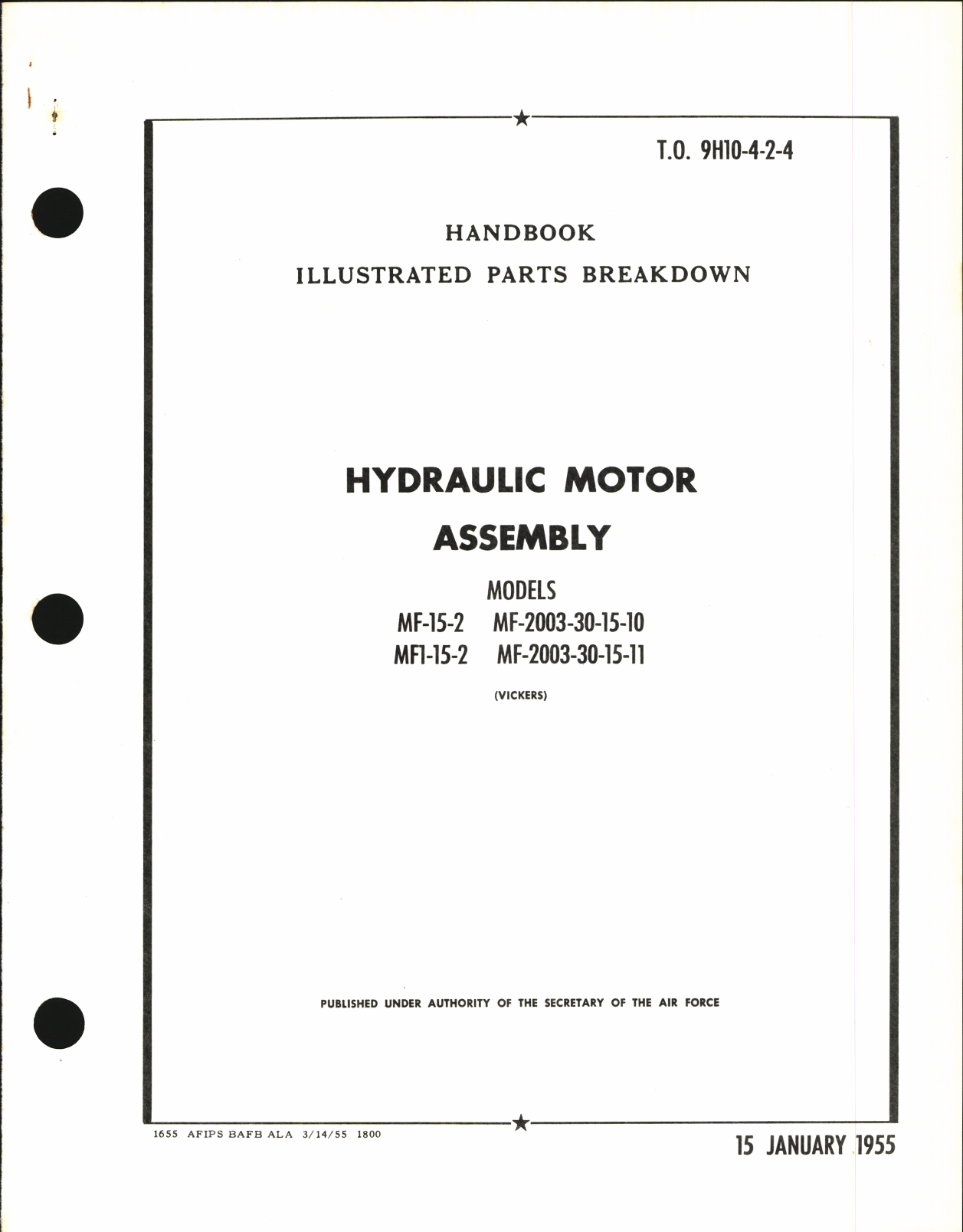 Sample page 1 from AirCorps Library document: Handbook of Illustrated Parts Breakdown for Hydraulic Motor Assembly 