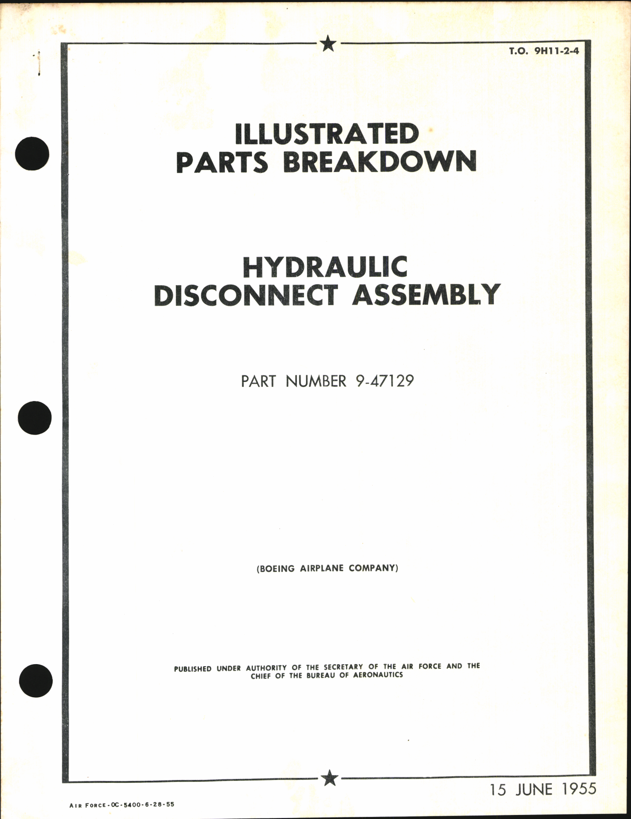Sample page 1 from AirCorps Library document: Illustrated Parts Breakdown for Hydraulic Disconnect Assembly Part No. 9-47129