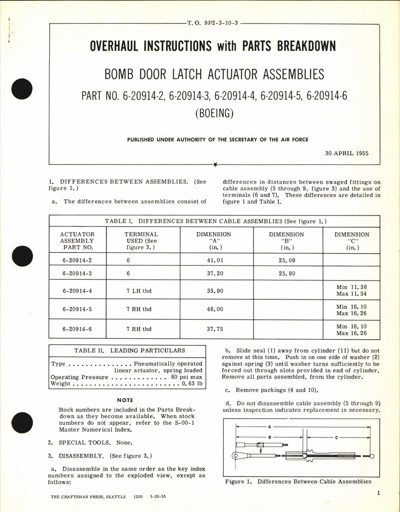 Overhaul Instructions with Parts Breakdown for Bomb Door Latch Actuator ...