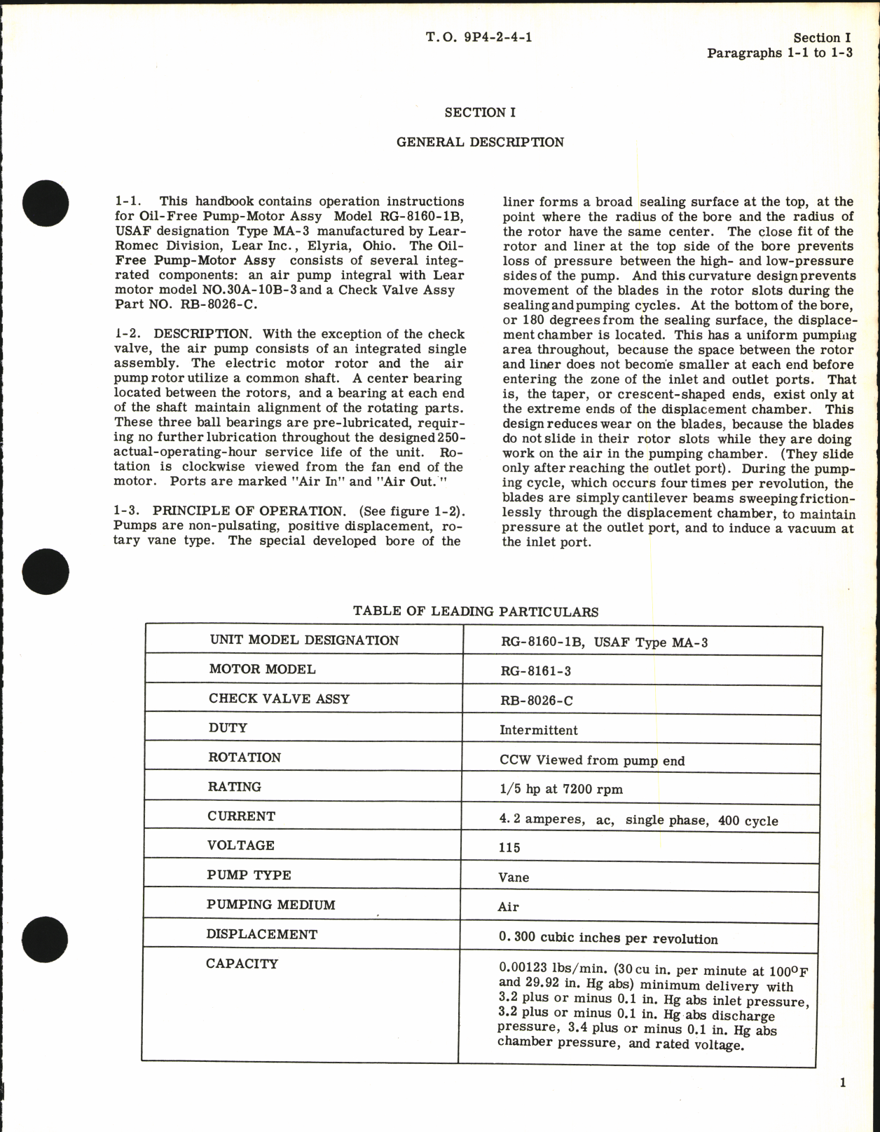 Sample page 5 from AirCorps Library document: Handbook of Operating Instructions for Oil-Free Air Pressure Pump Model RG-8160-1B