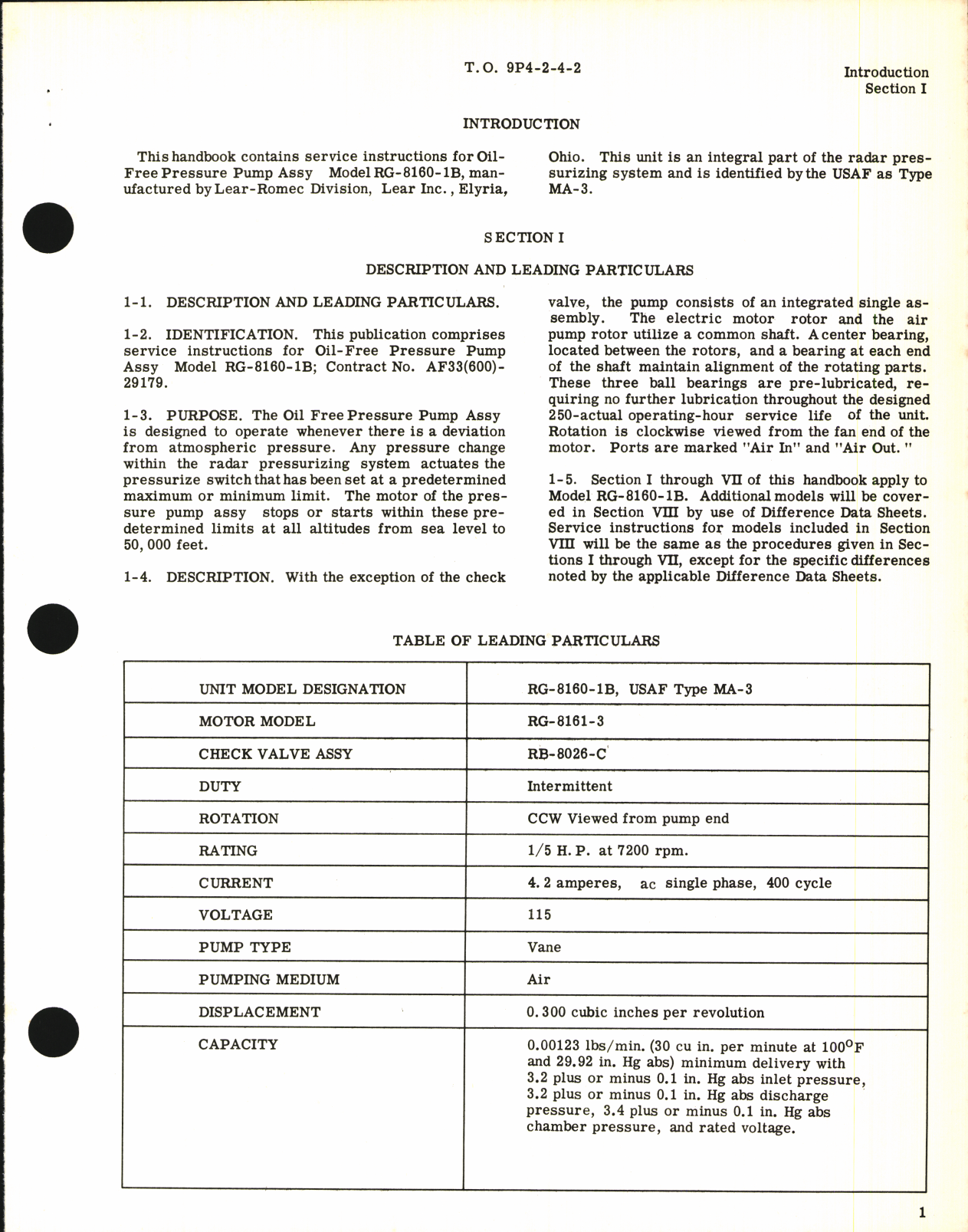Sample page 5 from AirCorps Library document: Handbook of Service Instructions for Oil-Free Air Pressure Pump Model RG-8160-1B