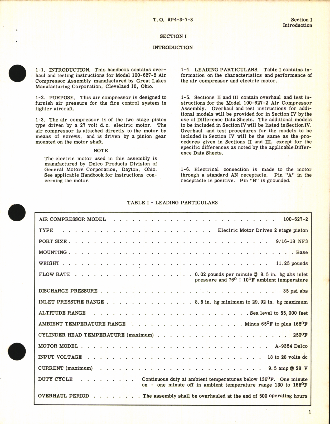 Sample page 5 from AirCorps Library document: Handbook of Instructions for Air Compressor Model 100-627-2