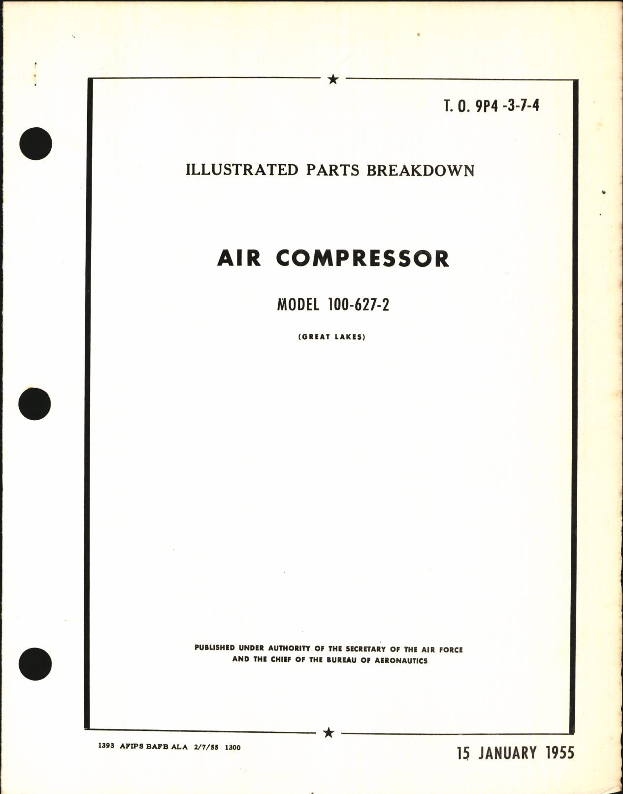 Sample page 1 from AirCorps Library document: Illustrated Parts Breakdown for Air Compressor Model 100-627-2