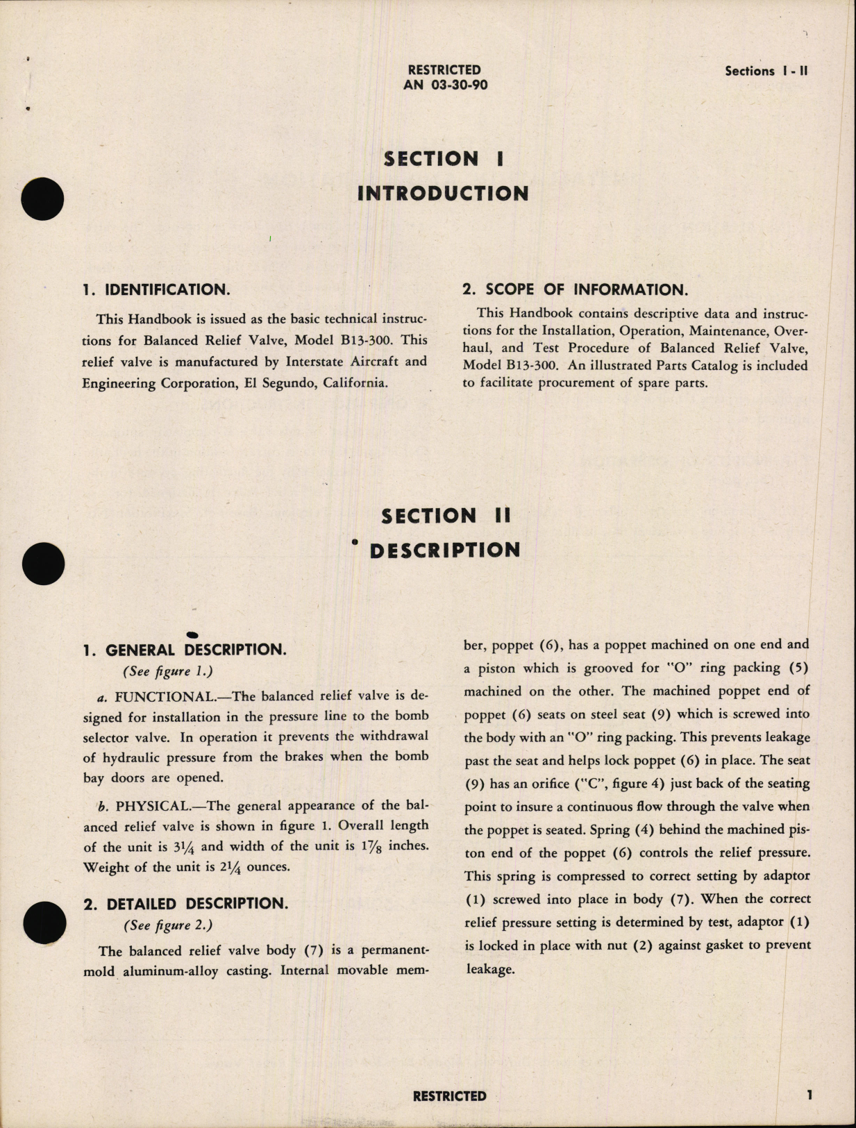 Sample page 5 from AirCorps Library document: Handbook of Instructions with Parts Catalog for Model B13-300 Balanced Relief Valve
