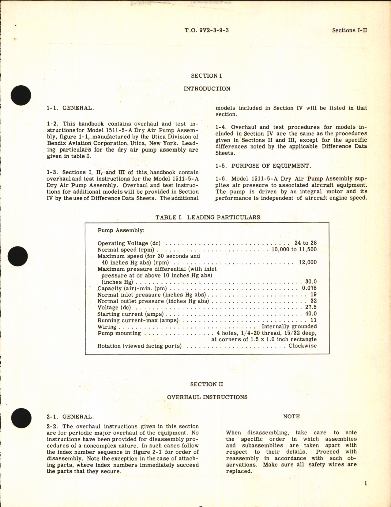 Sample page 5 from AirCorps Library document: Handbook of Overhaul Instructions for Dry Air Pump Model No. 1511-5-A