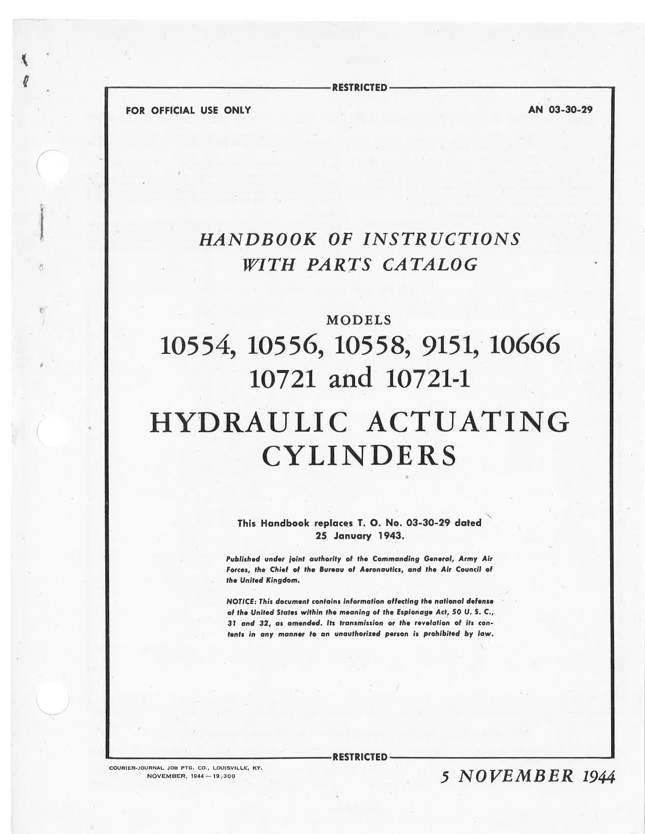 Sample page 7 from AirCorps Library document: Handbook of Instructions with Parts Catalog, Hydraulic Actuating Cylinders