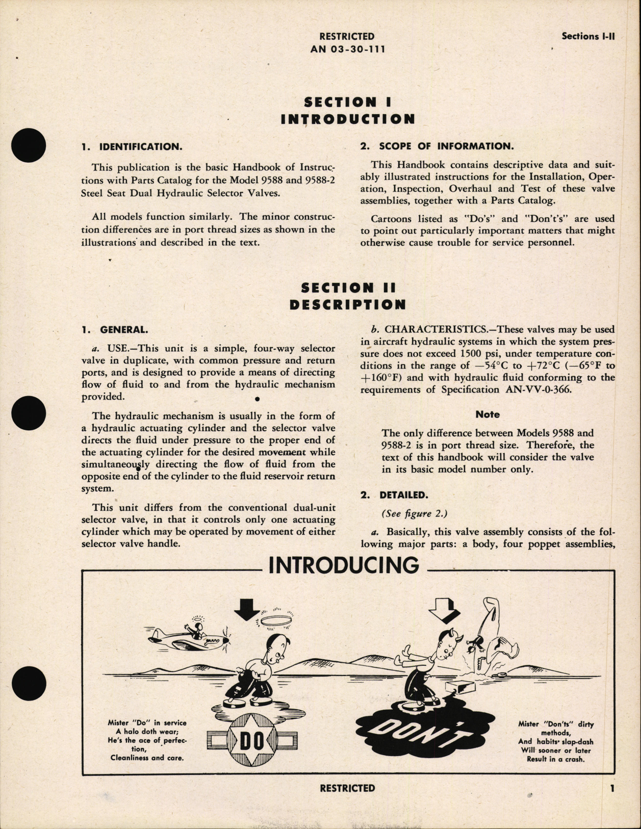 Sample page 5 from AirCorps Library document: Handbook of Instructions with Parts Catalog for Steel Seat Hydraulic Selector Valves
