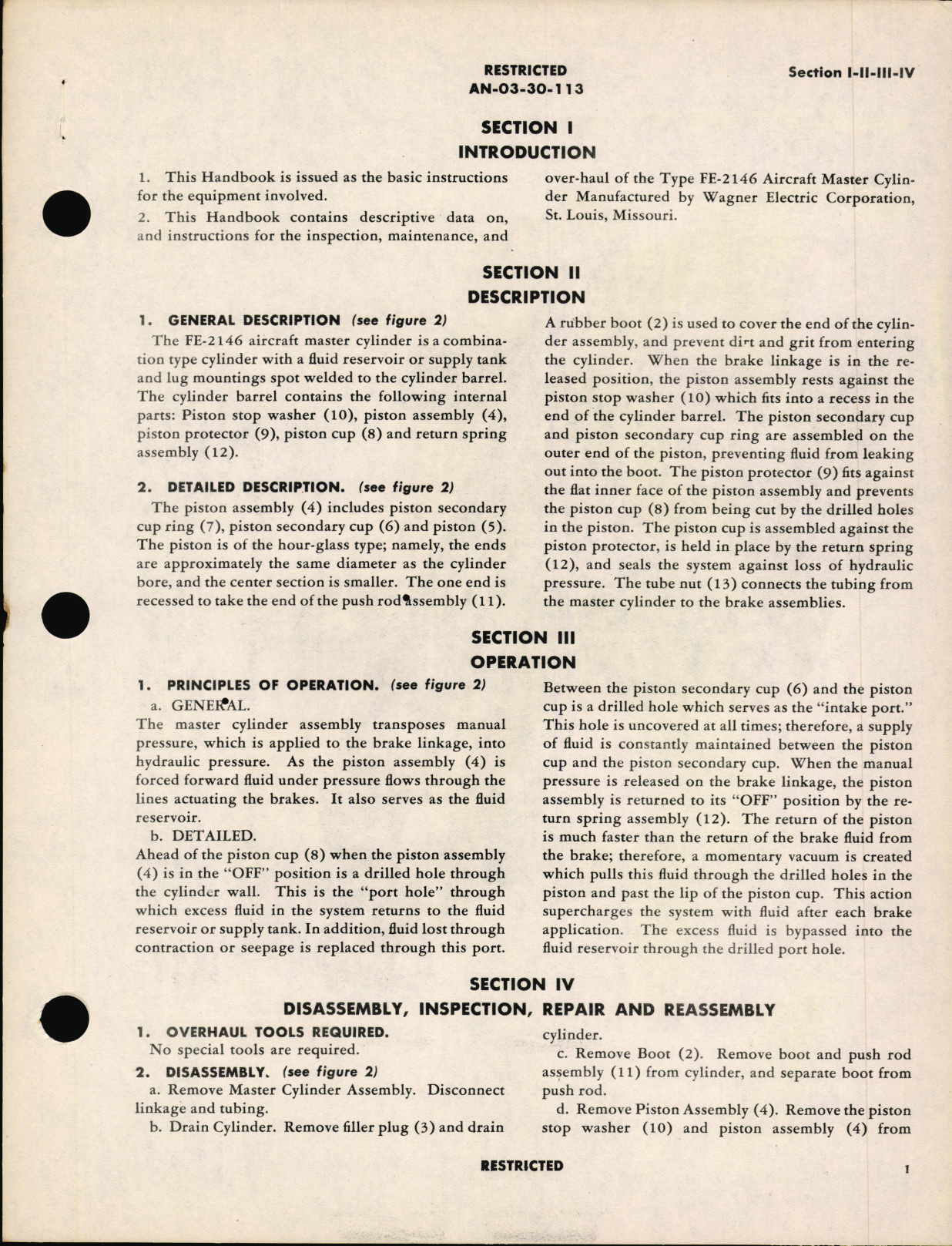 Sample page 5 from AirCorps Library document: Handbook of Overhaul Instructions with Parts Catalog Type FE-2146 Aircraft Master Brake Cylinder