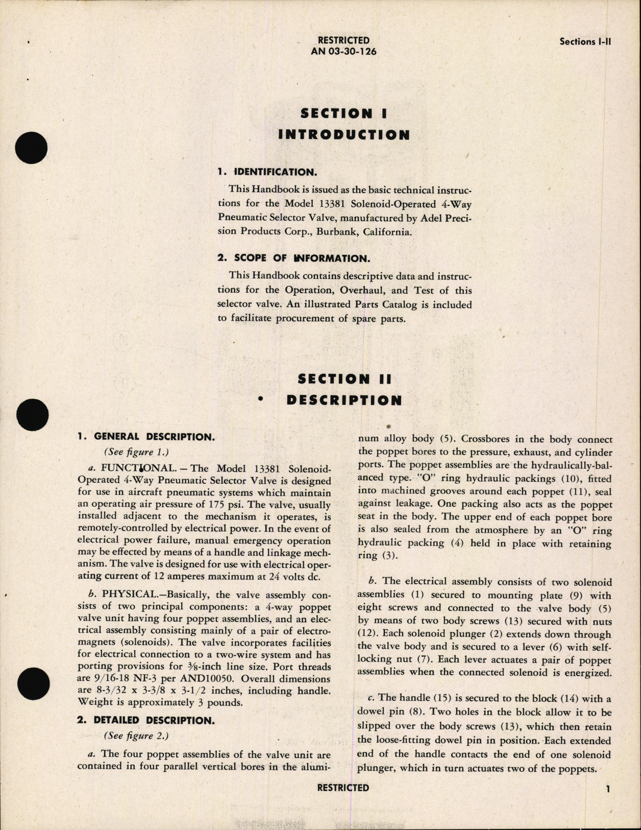 Sample page 5 from AirCorps Library document: Handbook of Overhaul Instructions with Parts Catalog for Solenoid Operated Four-Way Pneumatic Selector Valve 