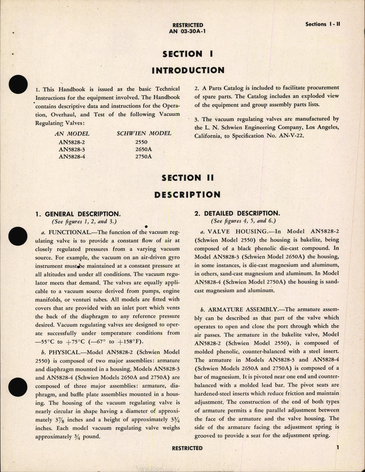 Sample page 5 from AirCorps Library document: Handbook of Instructions with Parts Catalog for Vacuum Regulating Valves