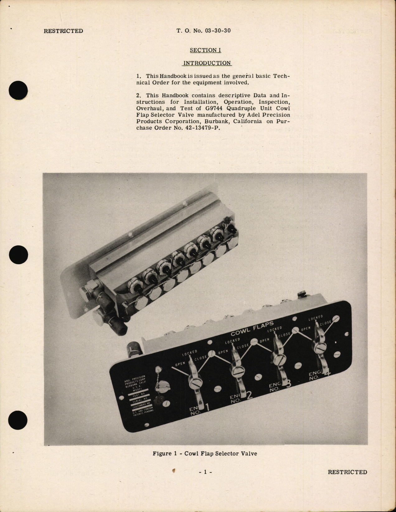 Sample page 5 from AirCorps Library document: Handbook of Instructions with Parts Catalog for G9744 Quadruple Unit Cowl Flap Selector Valve