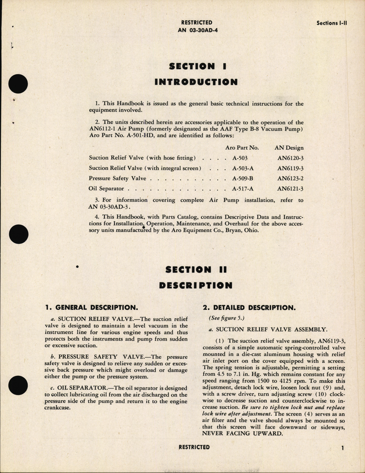 Sample page 5 from AirCorps Library document: Handbook of Instructions with Parts Catalog for Relief Valves, Safety Valve, and Oil Separator