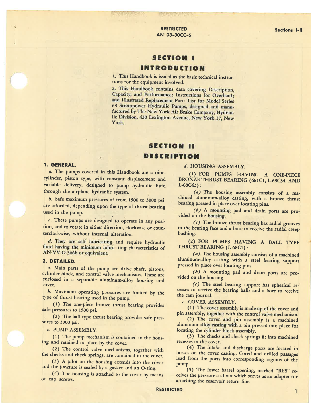 Sample page 5 from AirCorps Library document: Handbook of Overhaul Instructions with Parts Catalog for Model Series 68 Stratopower Hydraulic Pumps