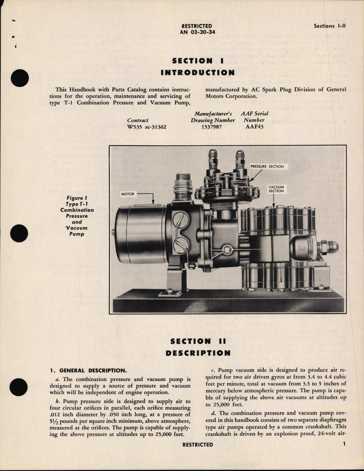 Sample page 5 from AirCorps Library document: Handbook of Instructions with Parts Catalog for Combination Pressure and vacuum Pump