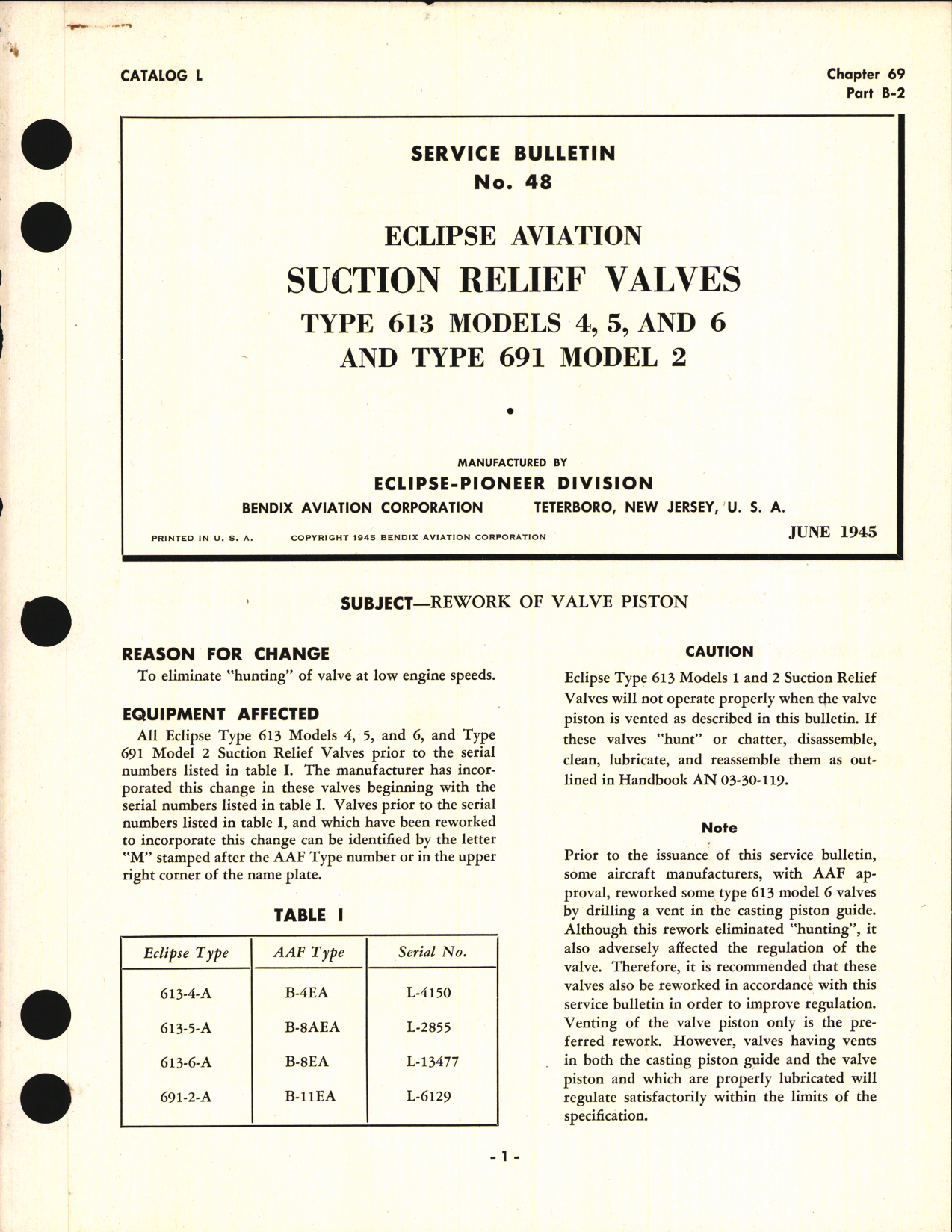 Sample page 1 from AirCorps Library document: Service Bulletin No. 48 for Eclipse Aviation Suction Relief Valves 