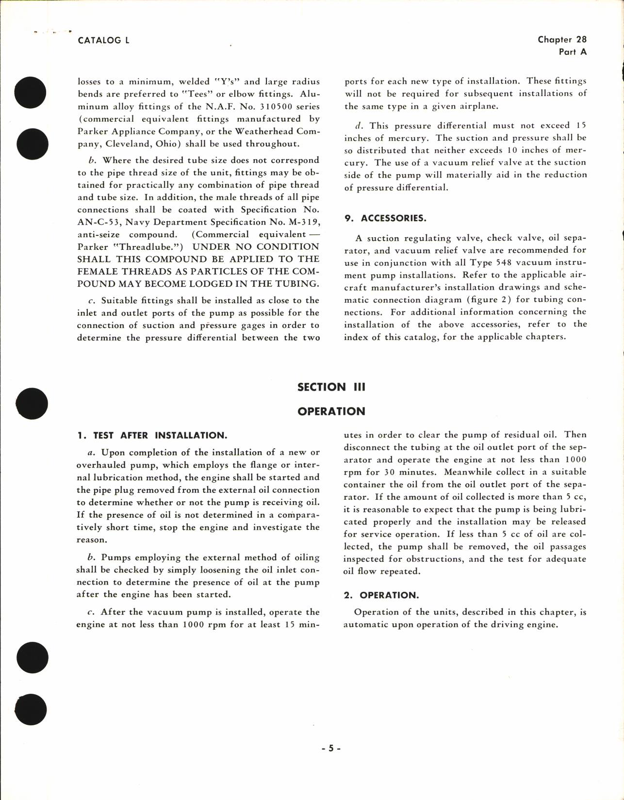 Sample page 5 from AirCorps Library document: Operating and Service Instructions for Eclipse Aviation Engine-Driven Air Pumps Type 548