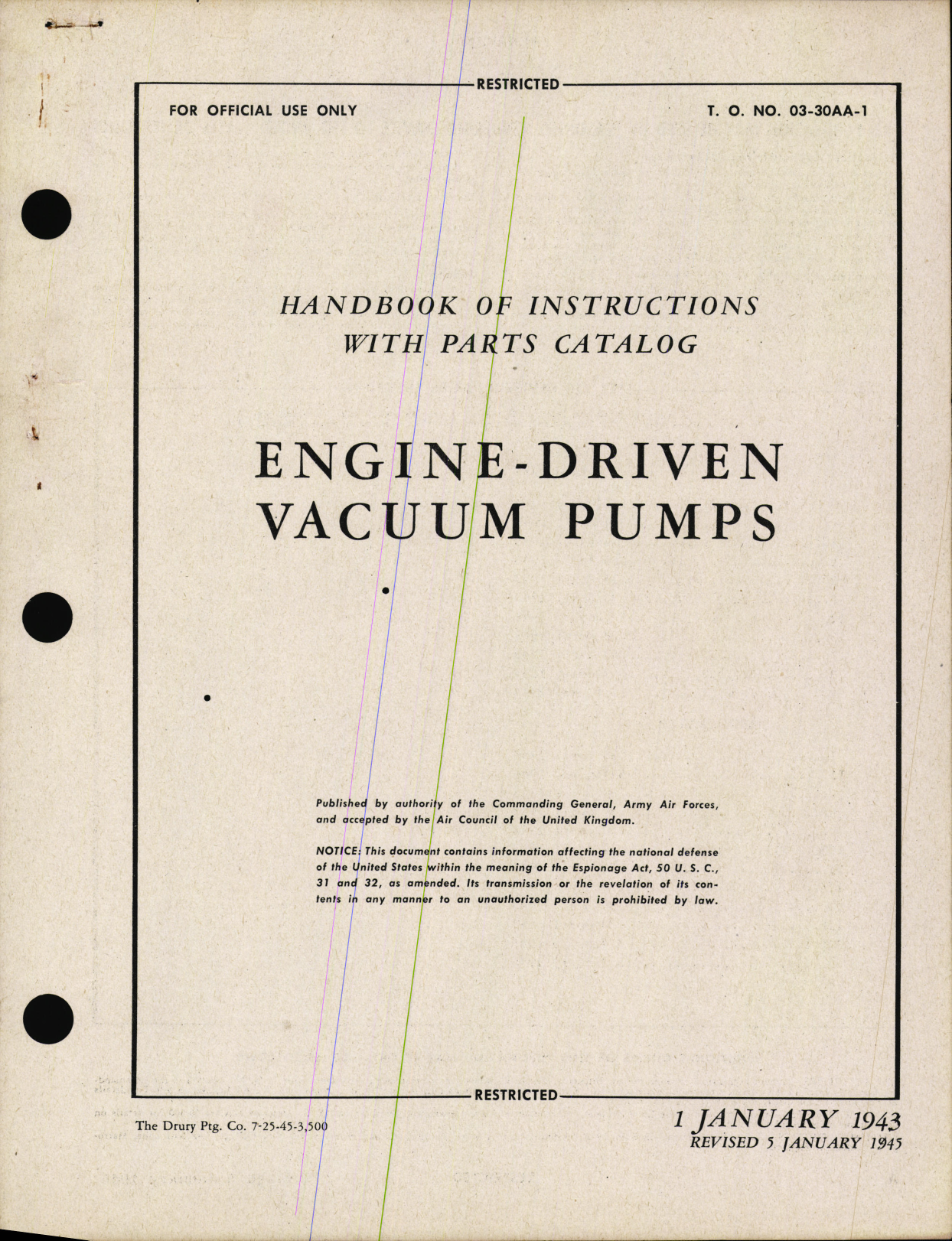 Sample page 1 from AirCorps Library document: Handbook of Instructions with Parts Catalog for Engine-Driven Vacuum Pumps