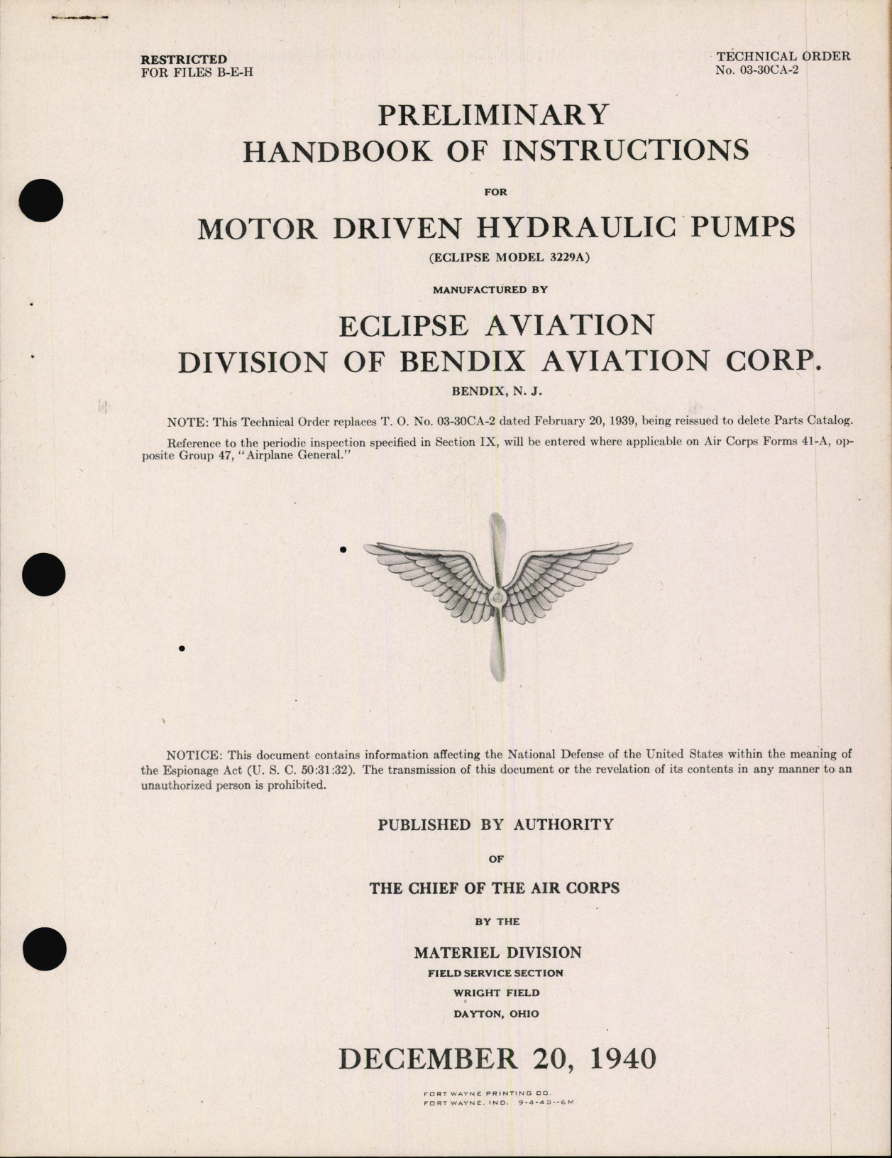 Sample page 7 from AirCorps Library document: Preliminary Handbook of Instructions for Motor-Driven Hydraulic Pumps Eclipse Model 3229A