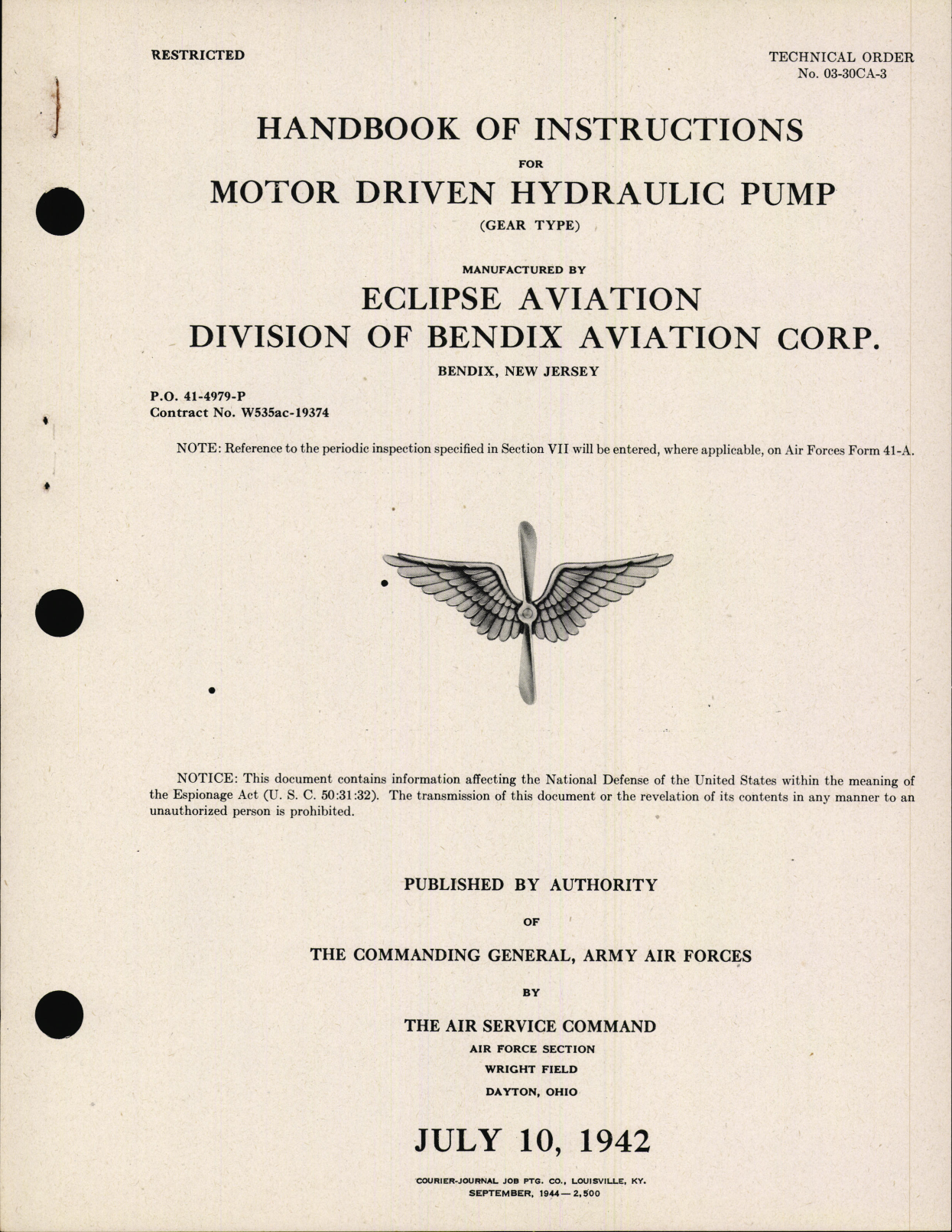 Sample page 7 from AirCorps Library document: Revision: Handbook of Instructions for Motor-Driven hydraulic Pump (Gear type)
