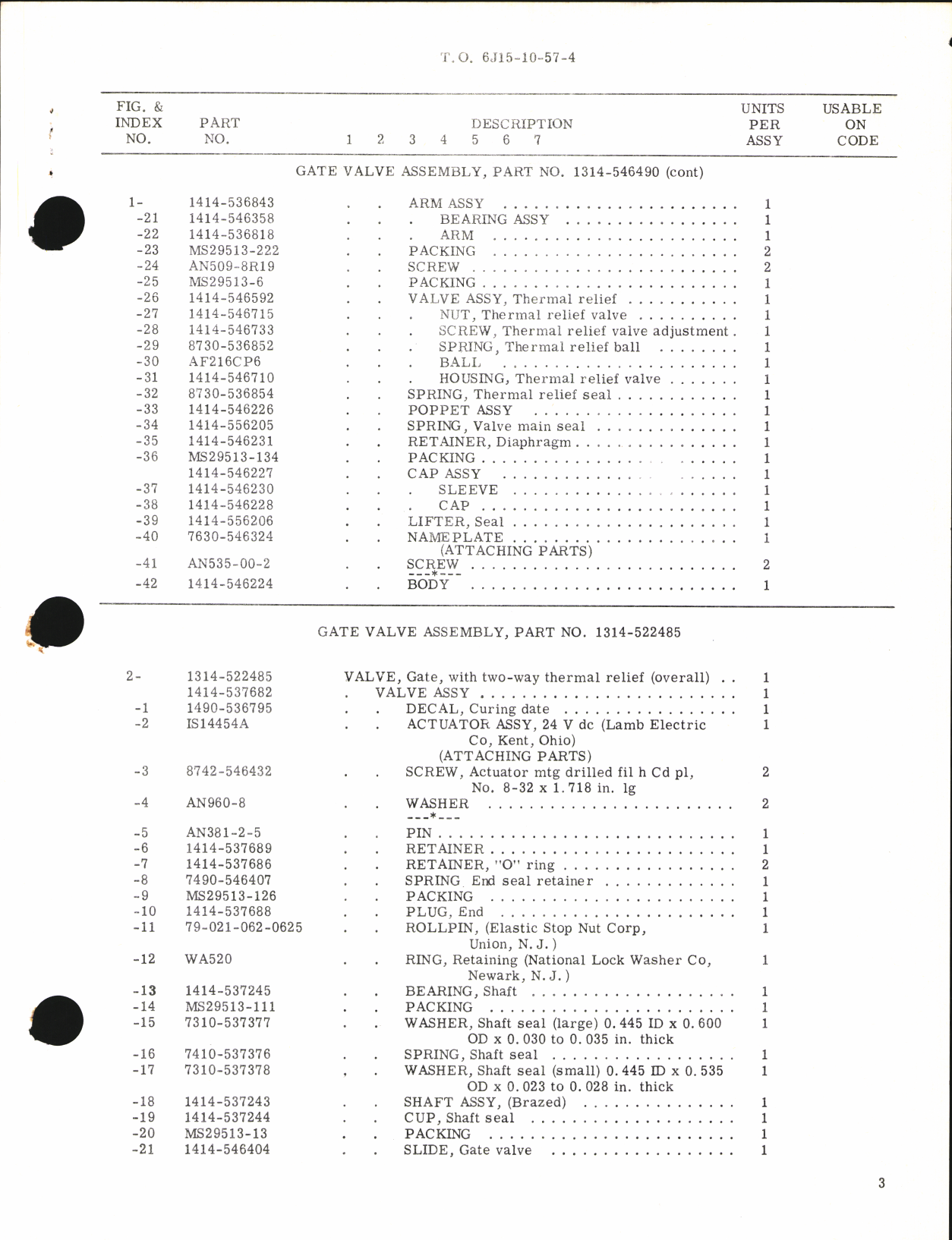 Sample page 3 from AirCorps Library document: Illustrated Parts Breakdown for Gate Valve Assemblies