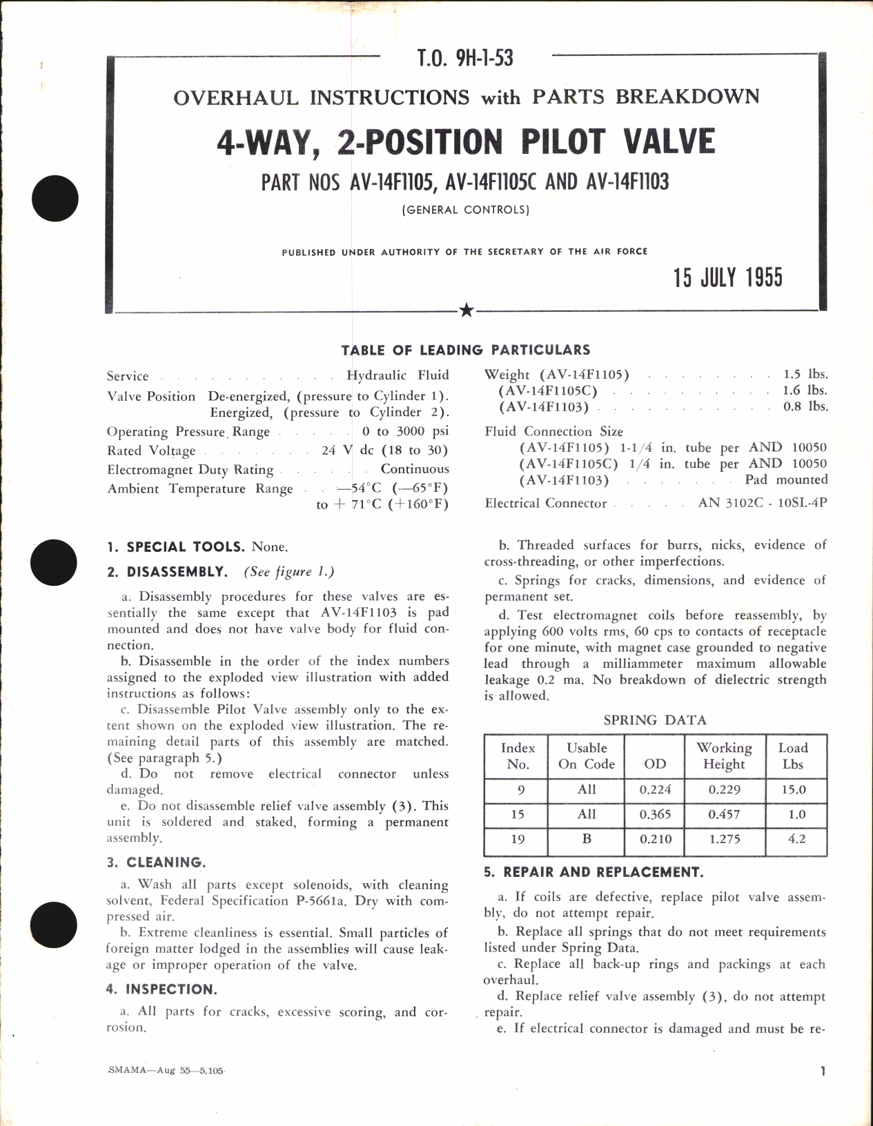 Sample page 1 from AirCorps Library document: Overhaul Instructions with Parts Breakdown for 4-Way. 2-Position Pilot Valve