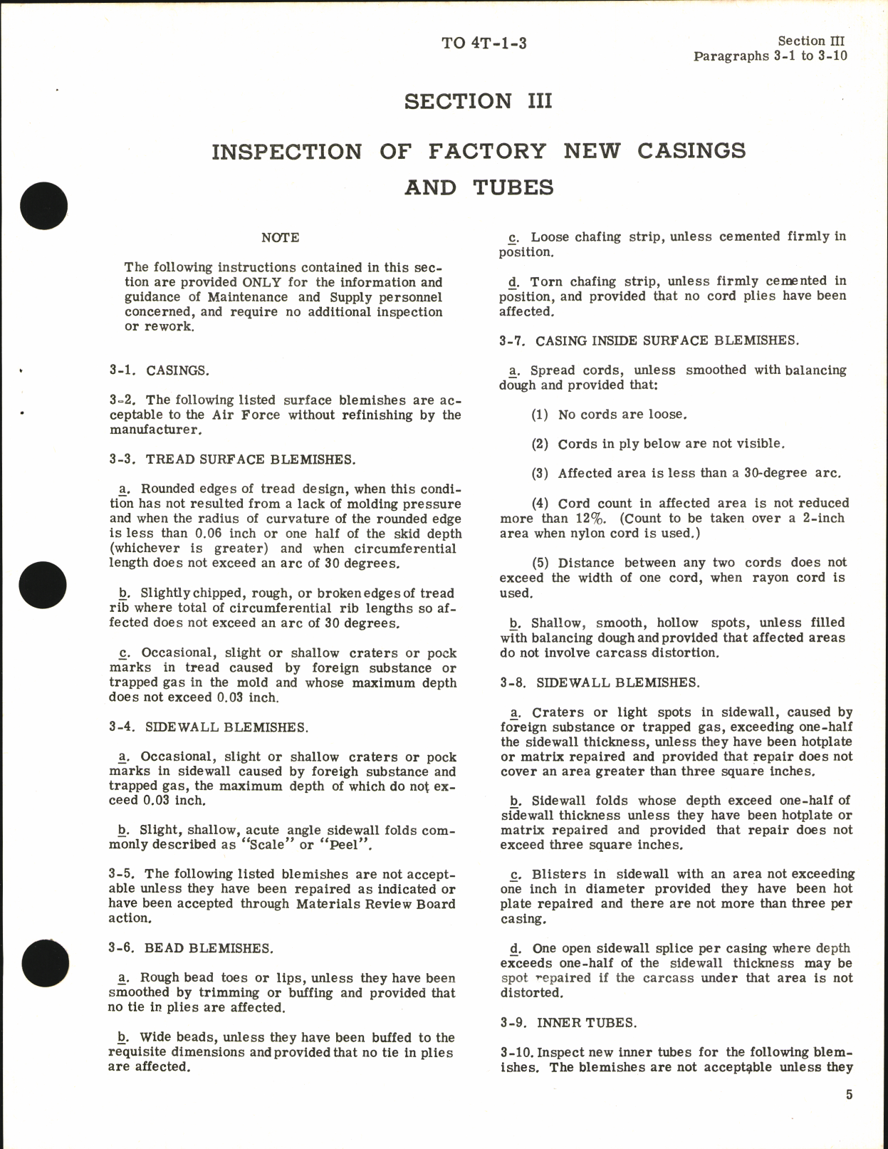 Sample page 7 from AirCorps Library document: Inspection, Maintenance, Storage, and Disposition of Aircraft Tire Casings and Inner Tubes