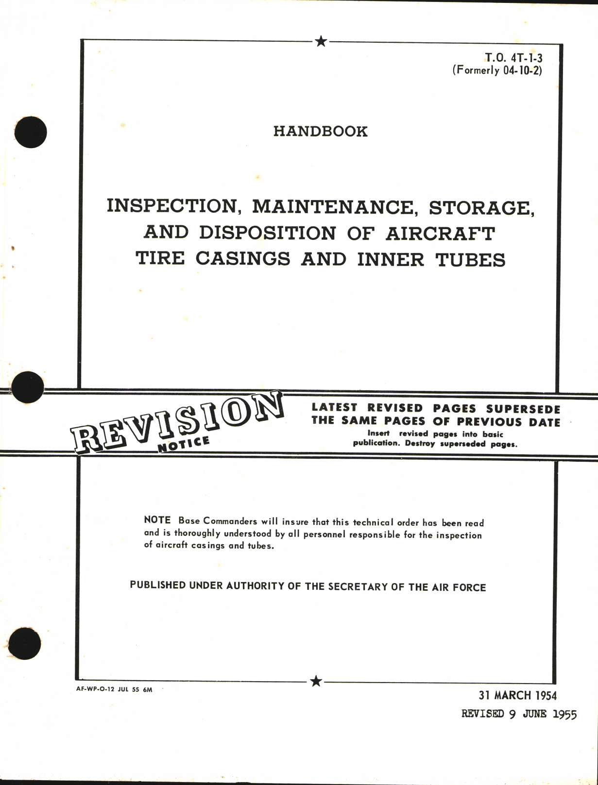 Sample page 1 from AirCorps Library document: Inspection, Maintenance, Storage, and Disposition of Aircraft Tire Casings and Inner Tubes