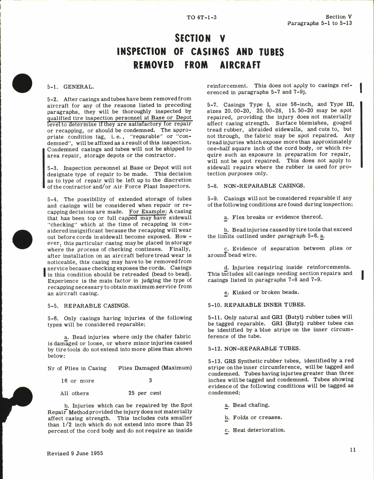 Sample page 5 from AirCorps Library document: Inspection, Maintenance, Storage, and Disposition of Aircraft Tire Casings and Inner Tubes