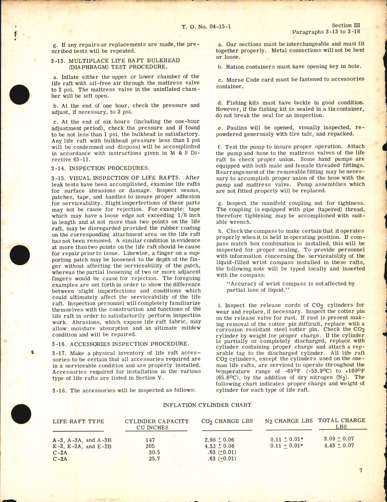 Sample page 5 from AirCorps Library document: Operation and Service Instructions with Accessory Parts List for Life Rafts