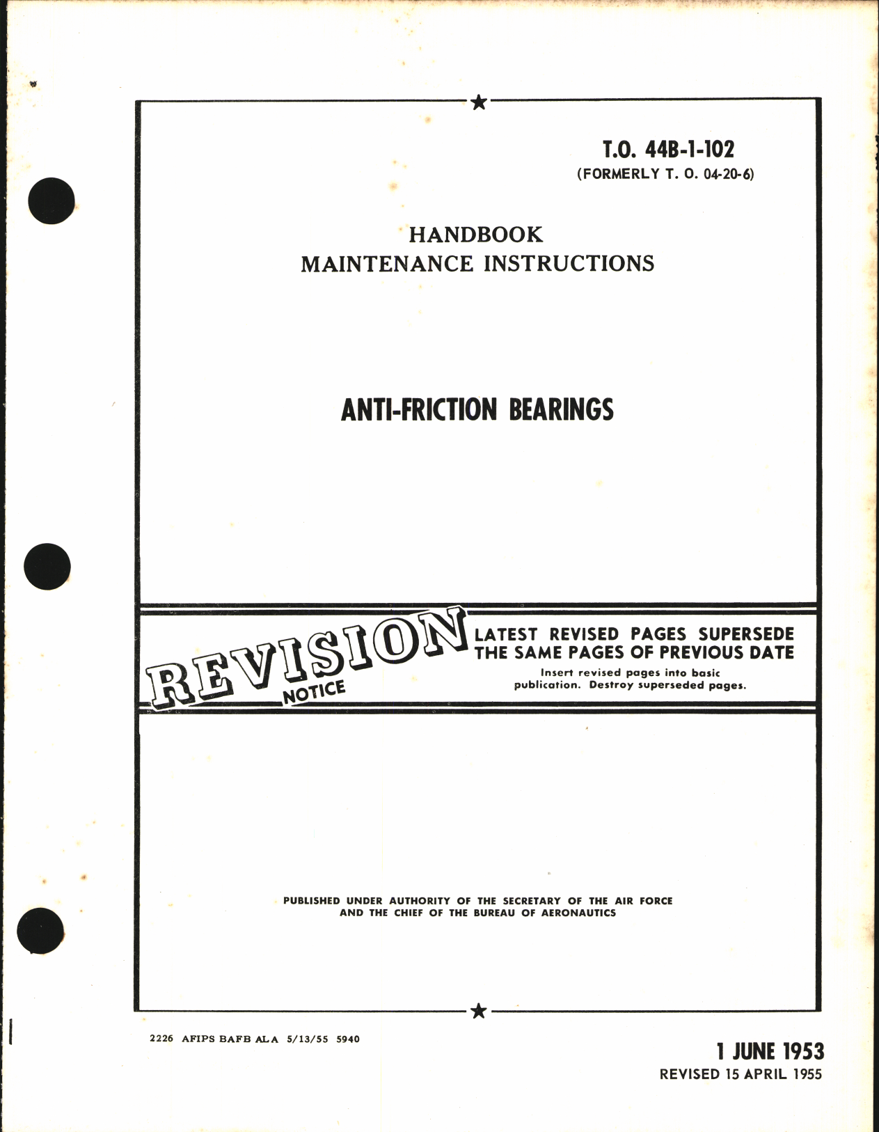 Sample page 1 from AirCorps Library document: Maintenance Instructions for Anti-Friction Bearings