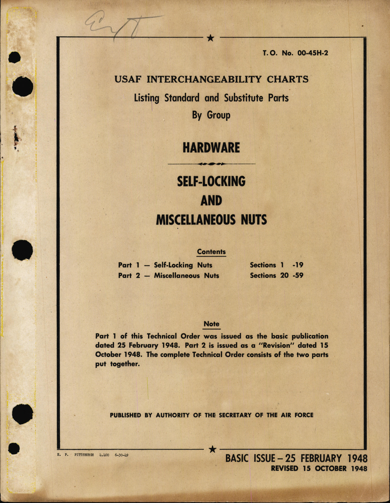 Sample page 1 from AirCorps Library document: Interchangeability Charts - Aircraft Hardware Self-Locking and Miscellaneous Nuts
