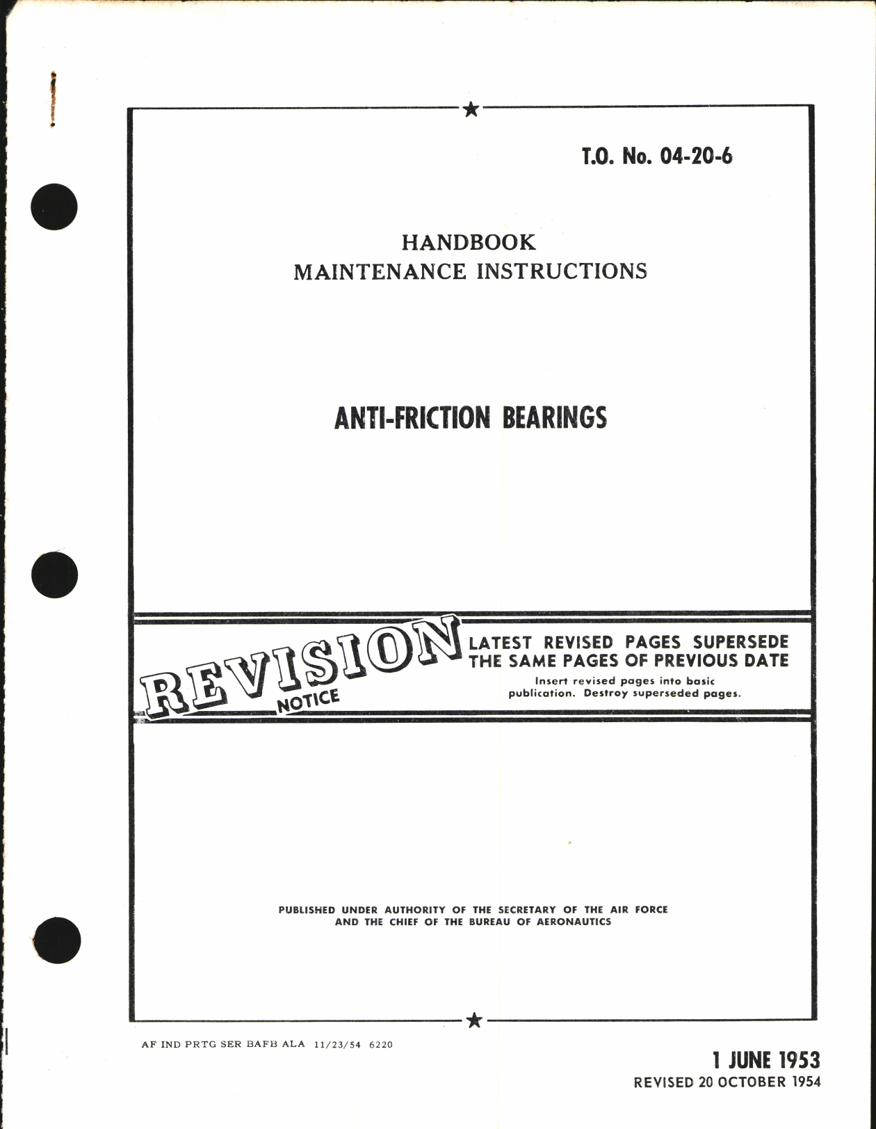 Sample page 1 from AirCorps Library document: Maintenance Instructions for Anti-Friction Bearings