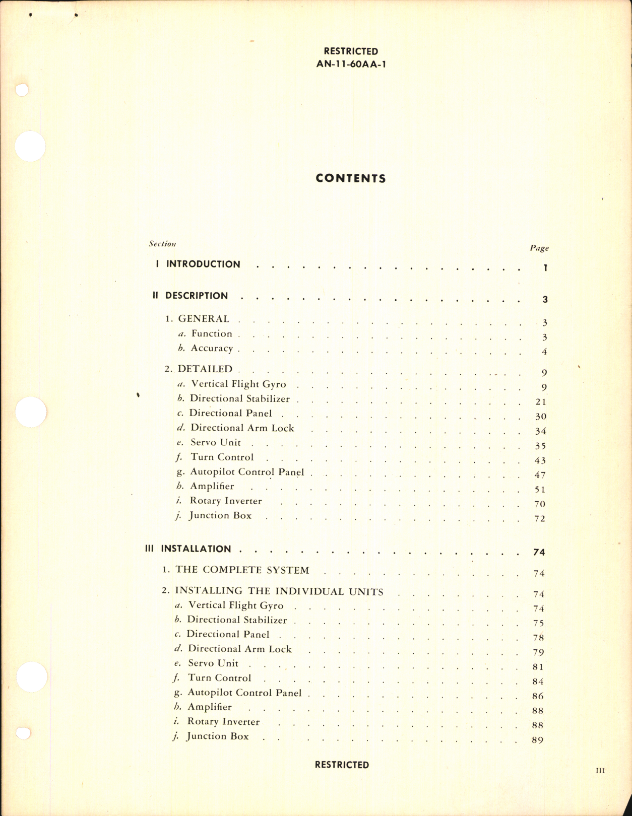 Sample page 3 from AirCorps Library document: Handbook of Operation and Service Instructions for Automatic Pilot Type C-1