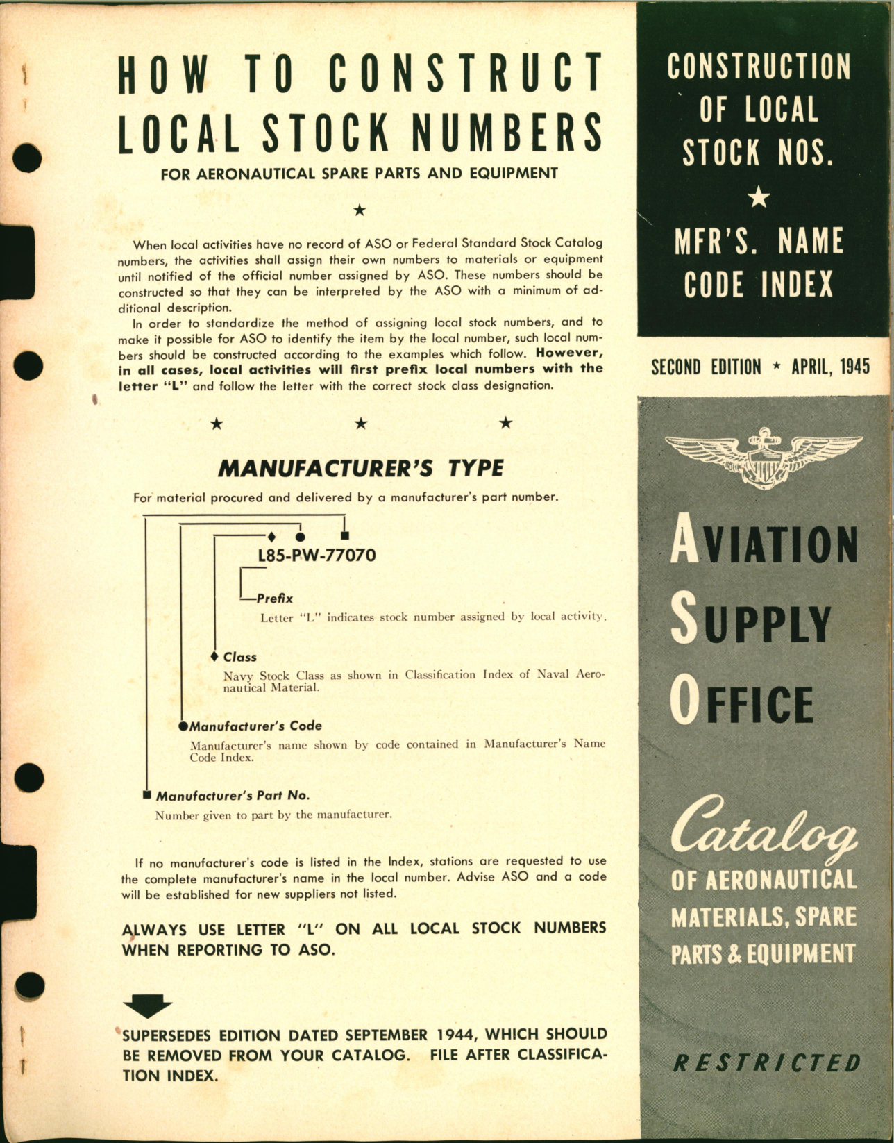 Sample page 1 from AirCorps Library document: How to Construct Local Stock Numbers for Aeronautical Spare Parts and Equipment 