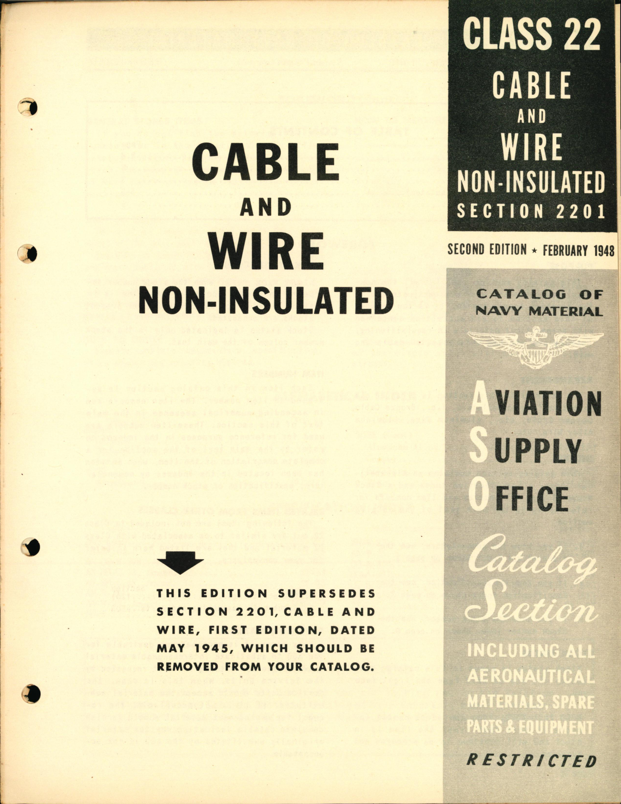 Sample page 1 from AirCorps Library document: Non-Insulated Cable and Wire