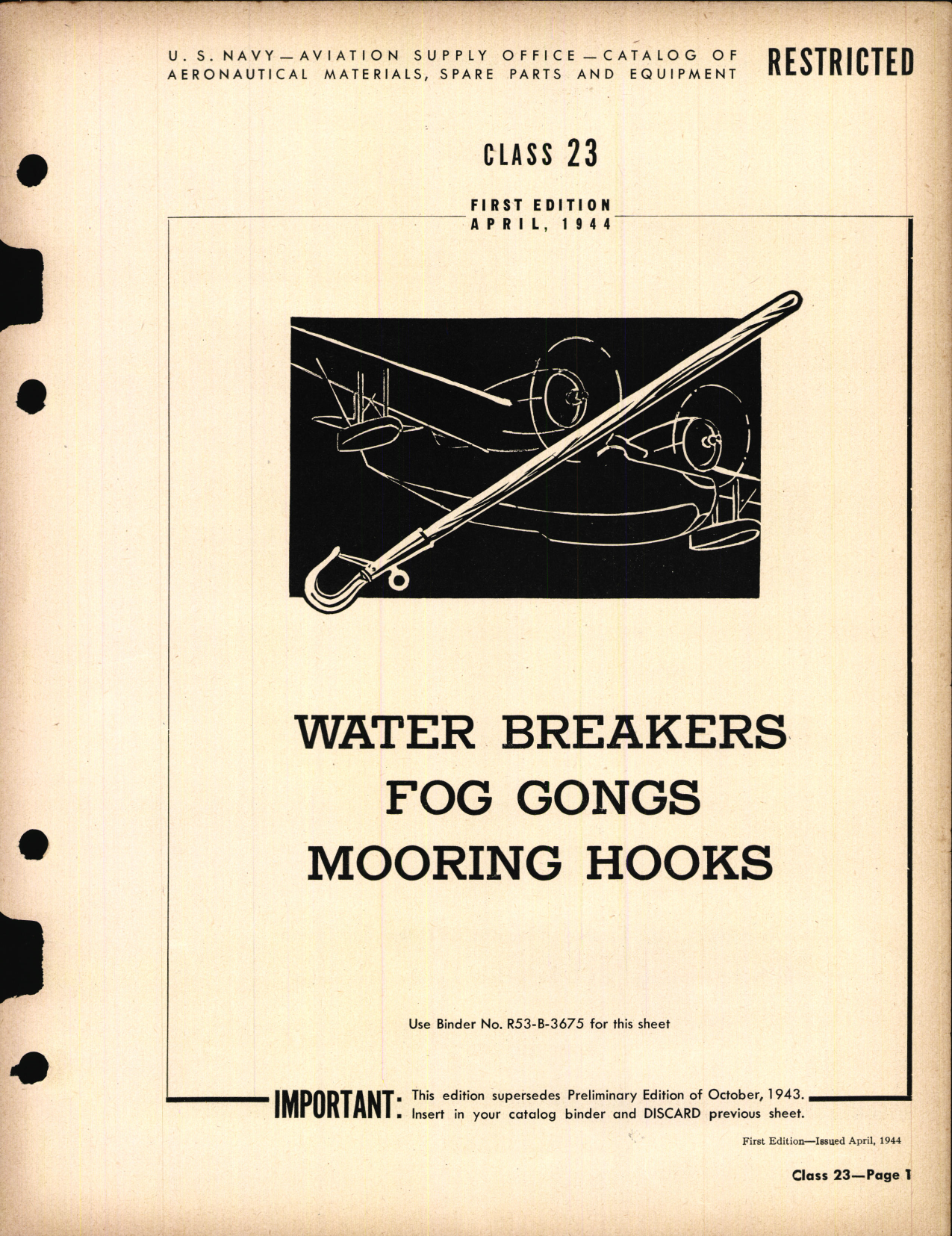 Sample page 1 from AirCorps Library document: Water Breakers, Fog Gongs and Mooring Hooks