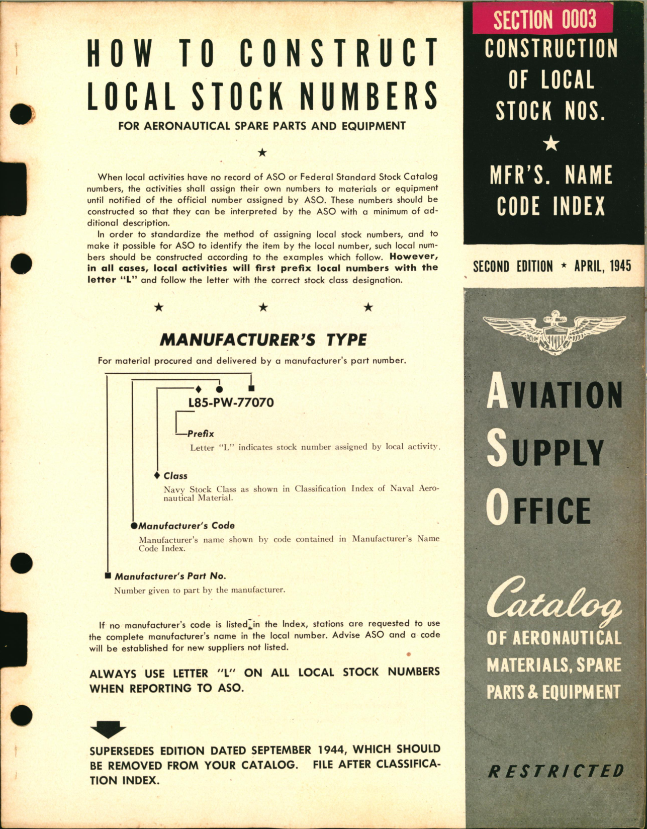 Sample page 1 from AirCorps Library document: How to Construct Local Stock Numbers for Aeronautical Spare Parts and Equipment 