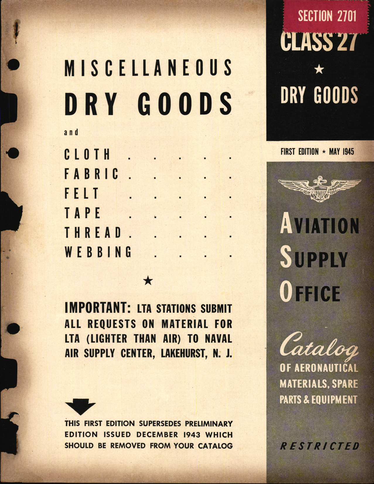 Sample page 1 from AirCorps Library document: Miscellaneous Dry Goods