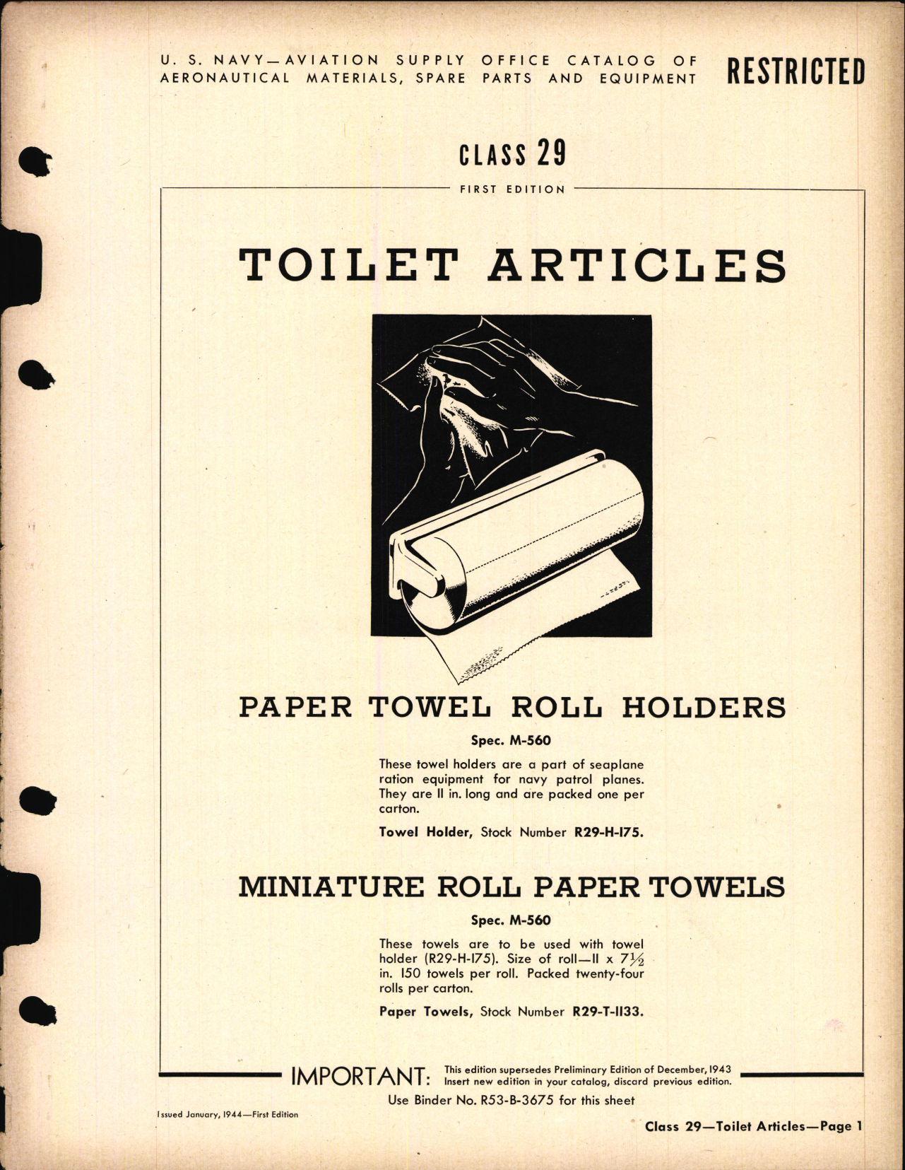 Sample page 1 from AirCorps Library document: Toilet Articles