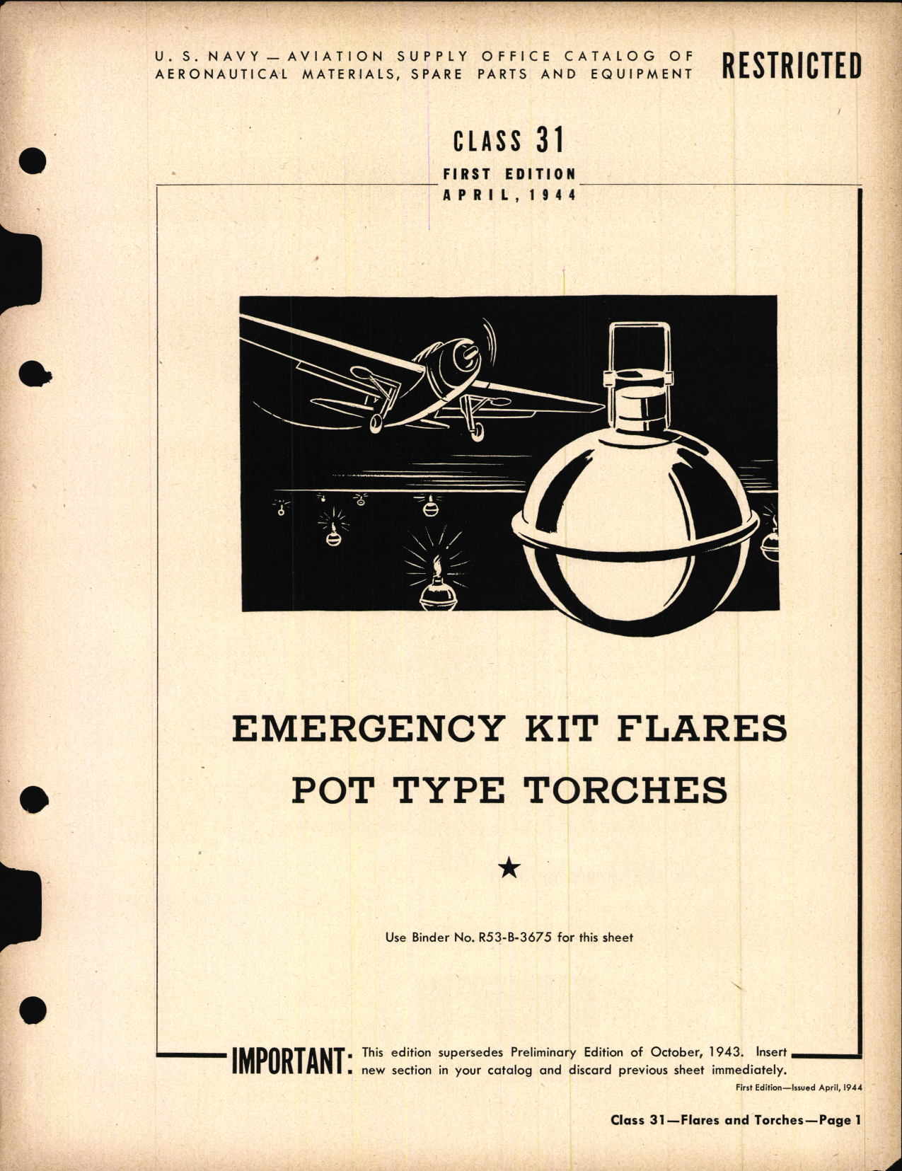 Sample page 1 from AirCorps Library document: Emergency Kit Flares and Pot Type torches