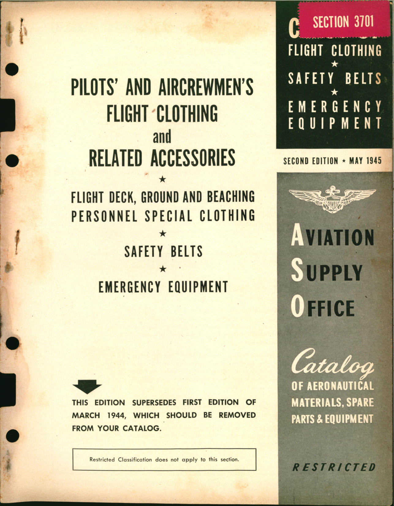 Sample page 1 from AirCorps Library document: Pilots' and Aircrewmen's Flight Clothing and Related Accessories