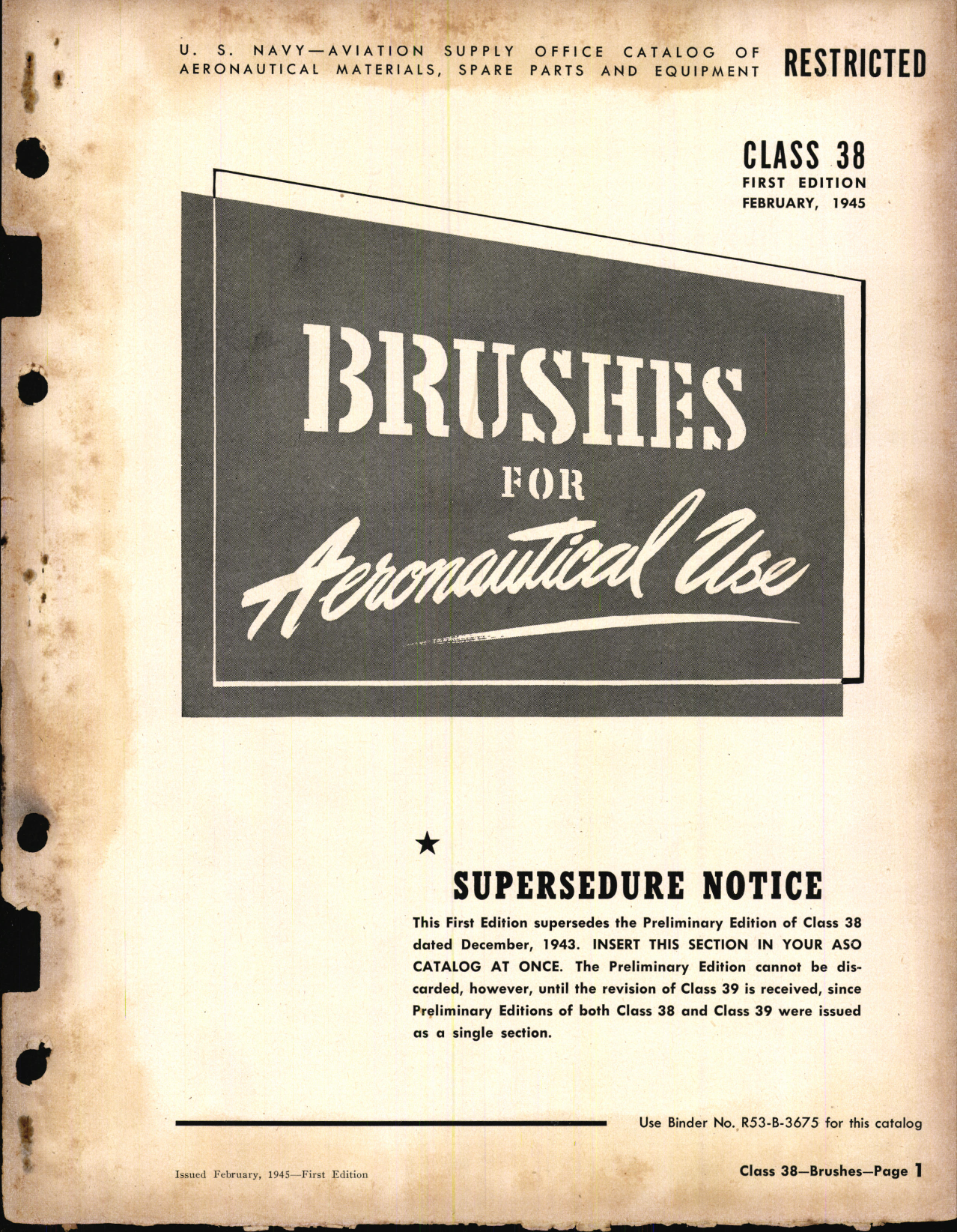 Sample page 1 from AirCorps Library document: Brushes for Aeronautical Use
