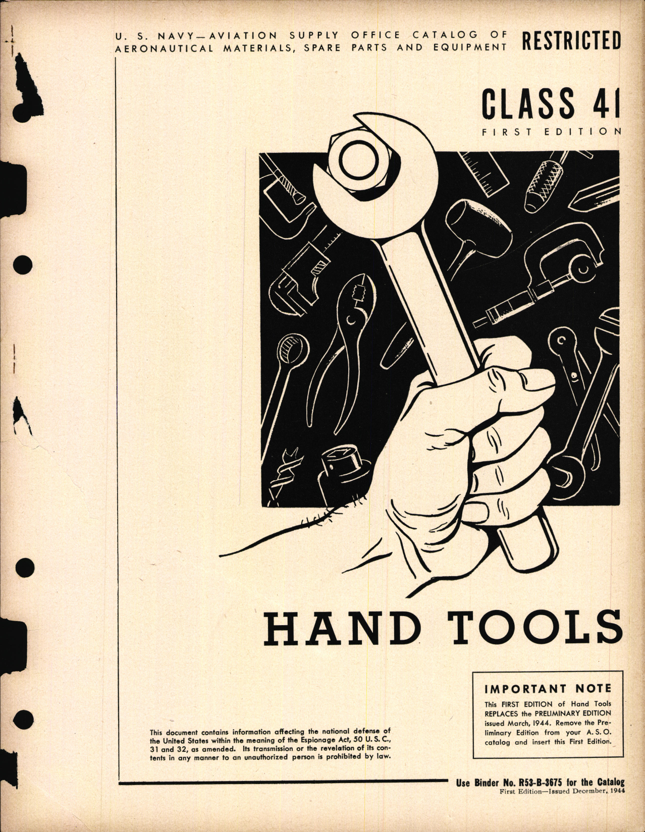 Sample page 1 from AirCorps Library document: Hand Tools