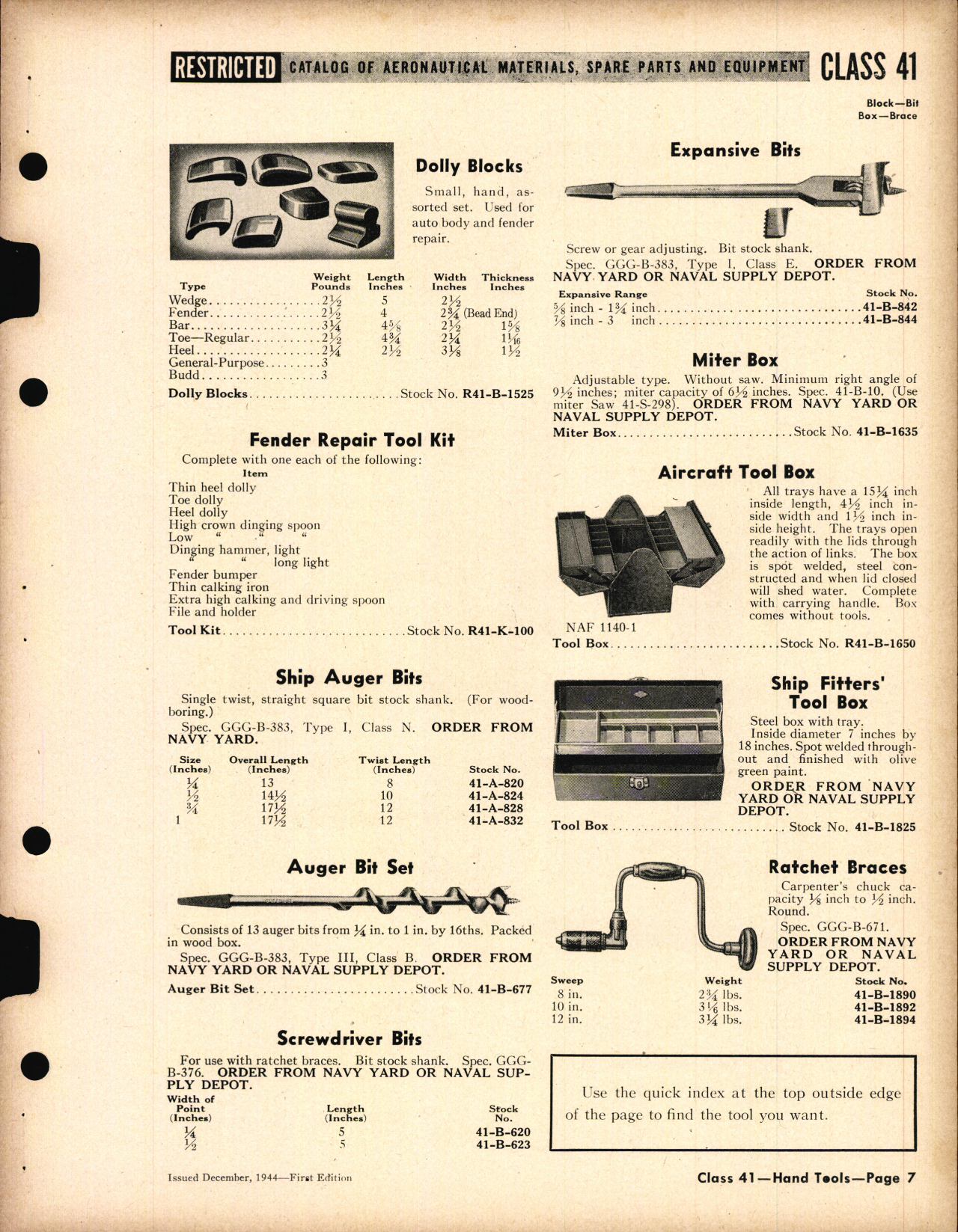 Sample page 7 from AirCorps Library document: Hand Tools