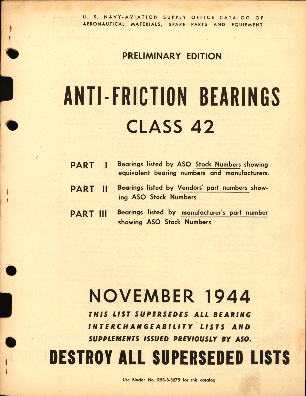 Sample page 1 from AirCorps Library document: Anti-Friction Bearings