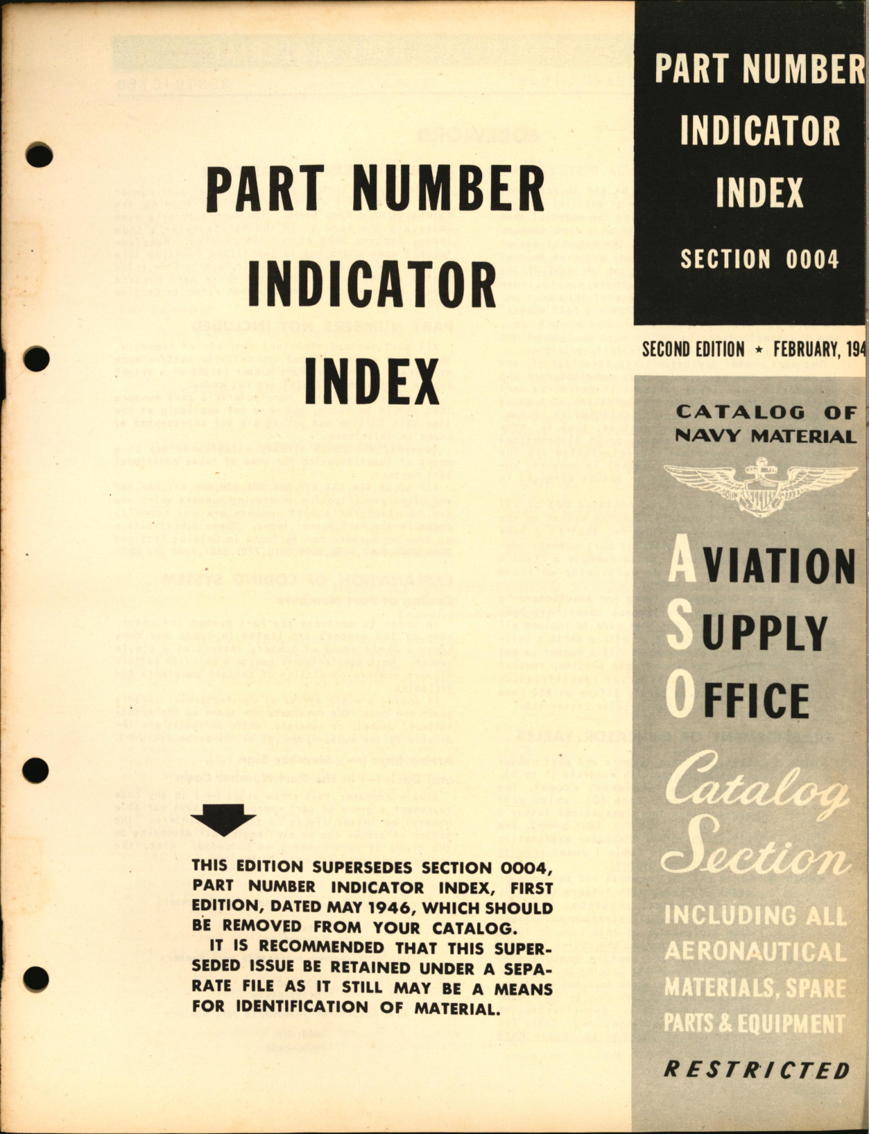 Sample page 1 from AirCorps Library document: Part Number Indicator Index 