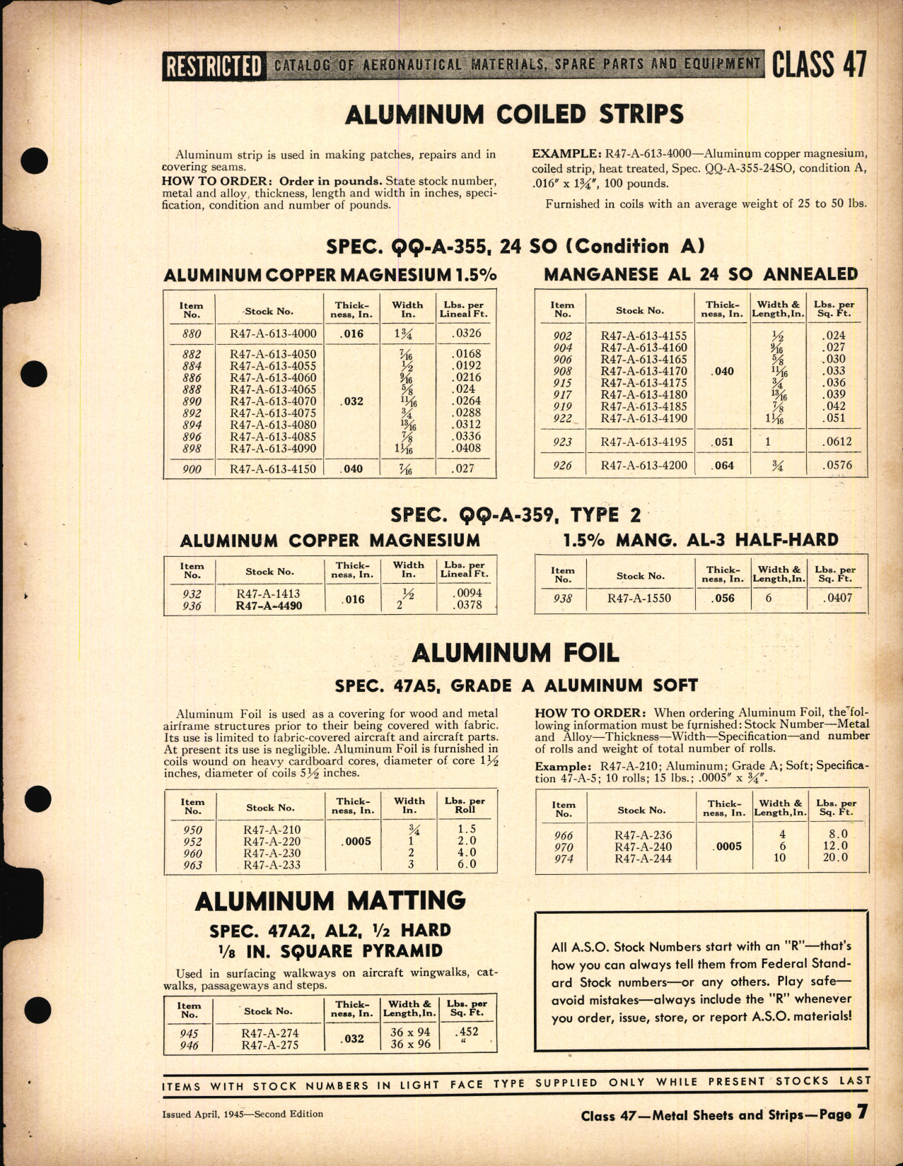 Sample page 7 from AirCorps Library document: Metal Sheets and Strips