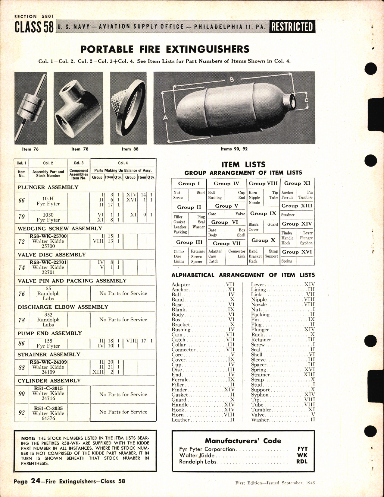 Sample page 24 from AirCorps Library document: Fire Extinguishers and Parts