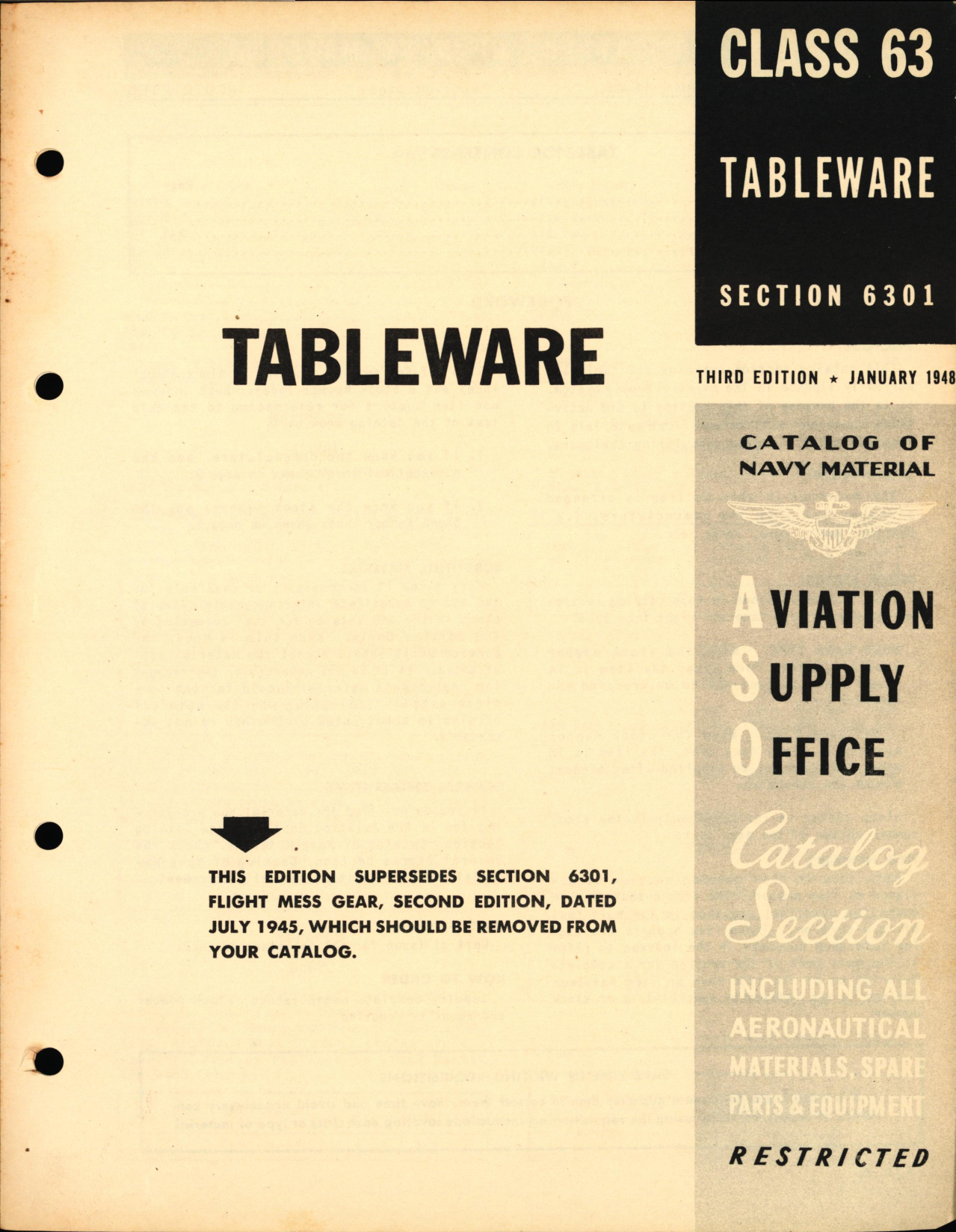 Sample page 1 from AirCorps Library document: Tableware