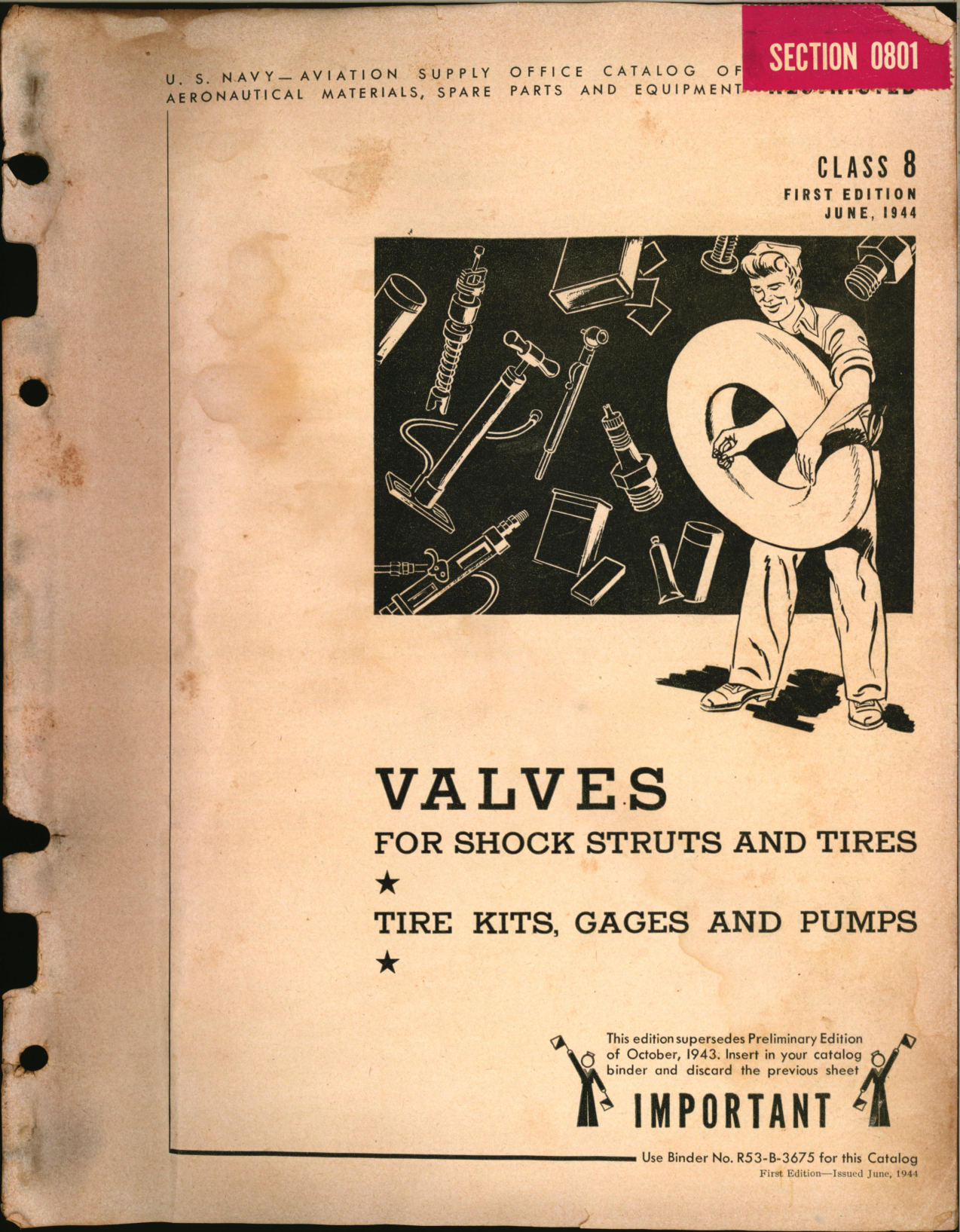 Sample page 1 from AirCorps Library document: Valves for Shock Struts and Tires, tire Kits, Gages and Pumps